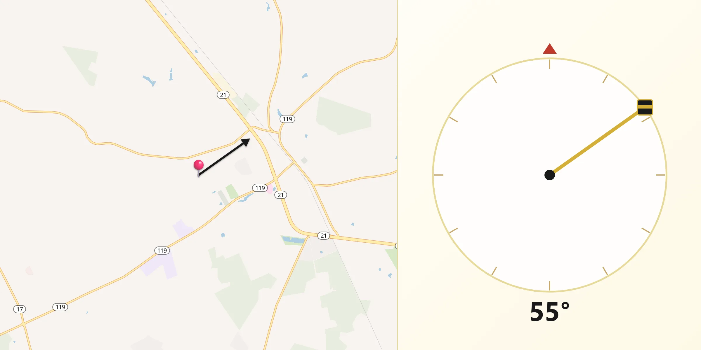 Qibla Direction from Effingham County