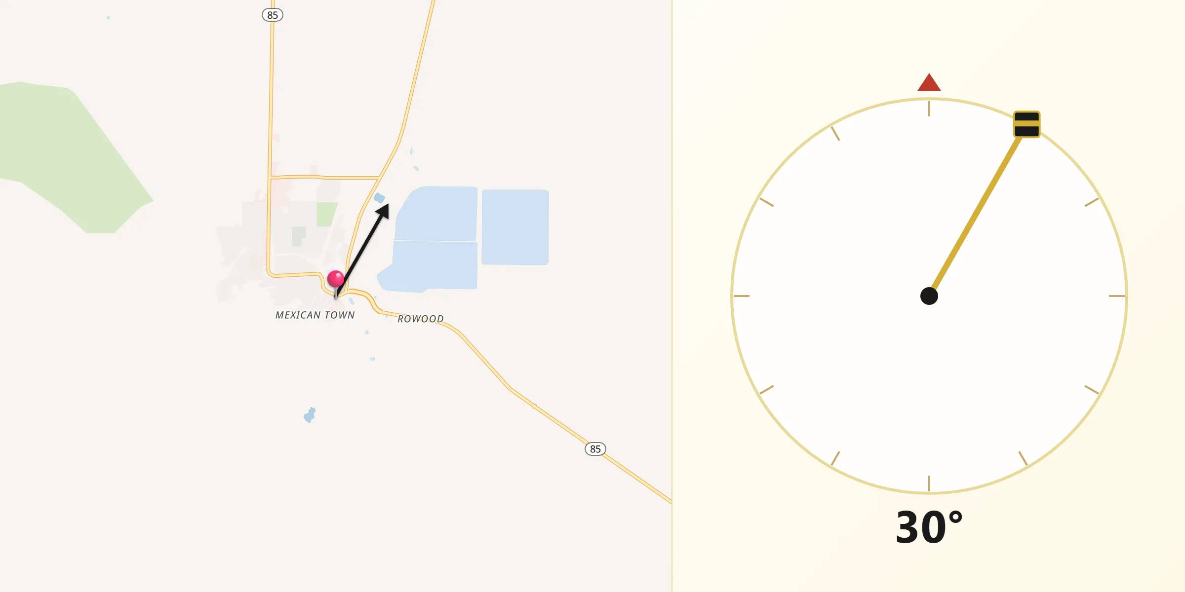 Qibla Direction from Ajo