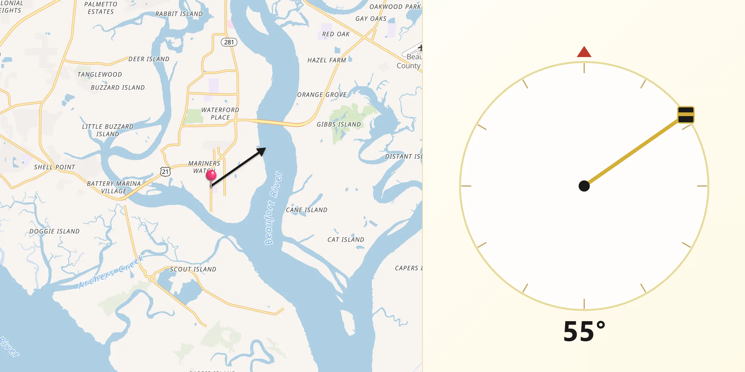 Qibla Direction from Port Royal