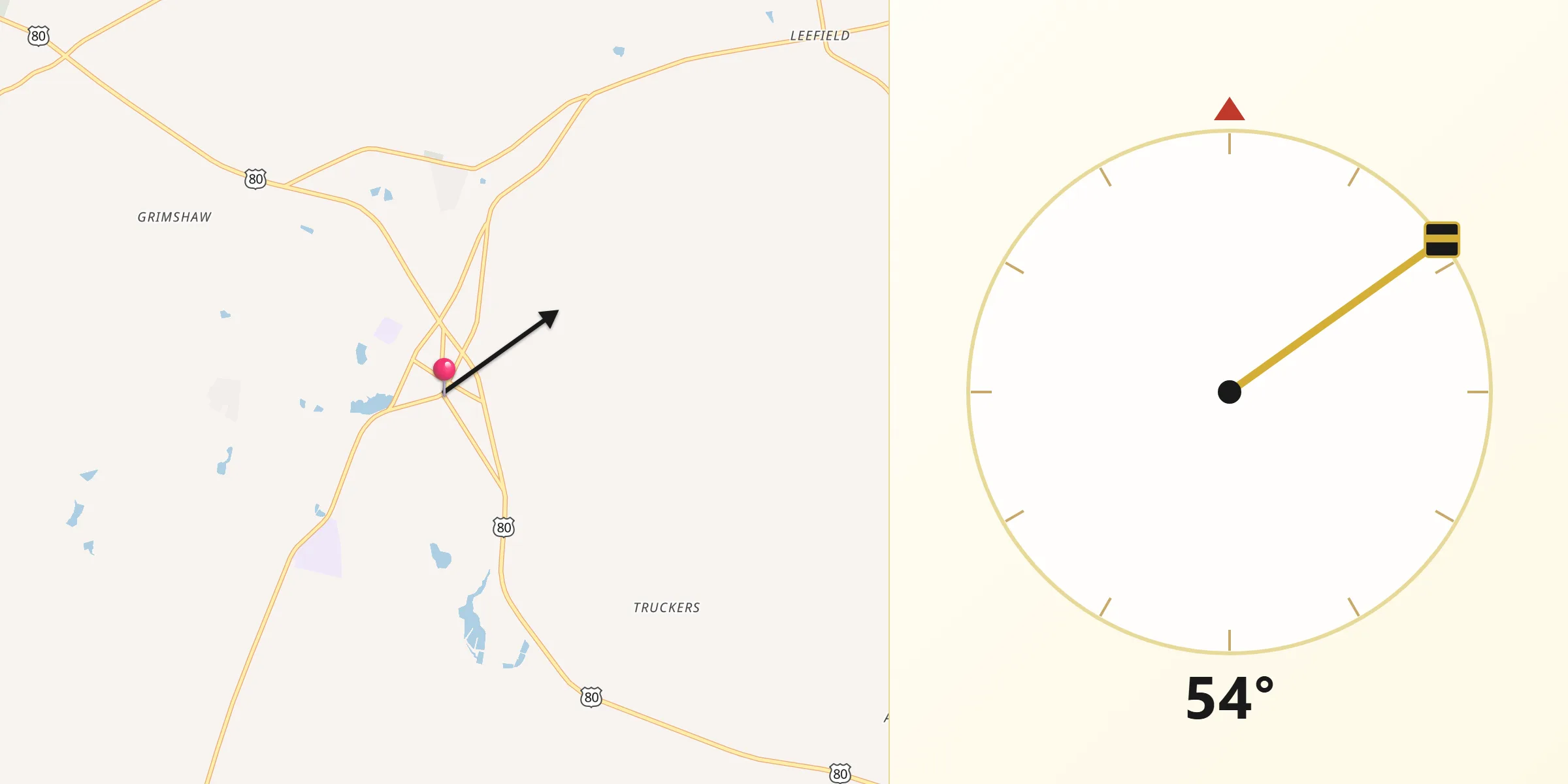 Qibla Direction from Brooklet