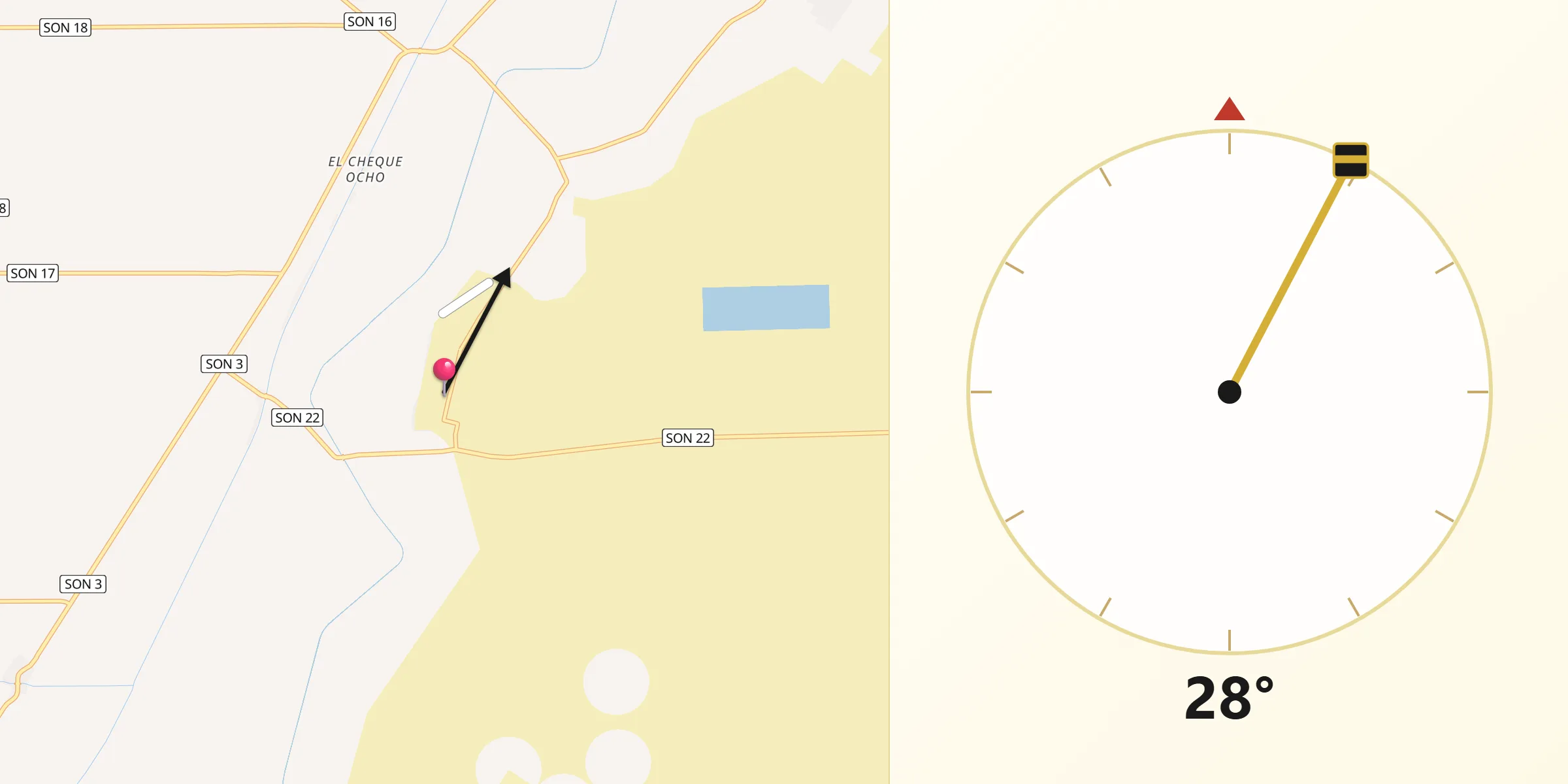 Dirección de la Qibla desde Islita