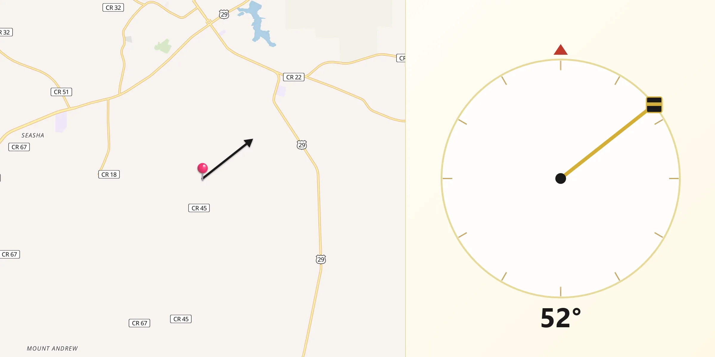 Qibla Direction from Macon County