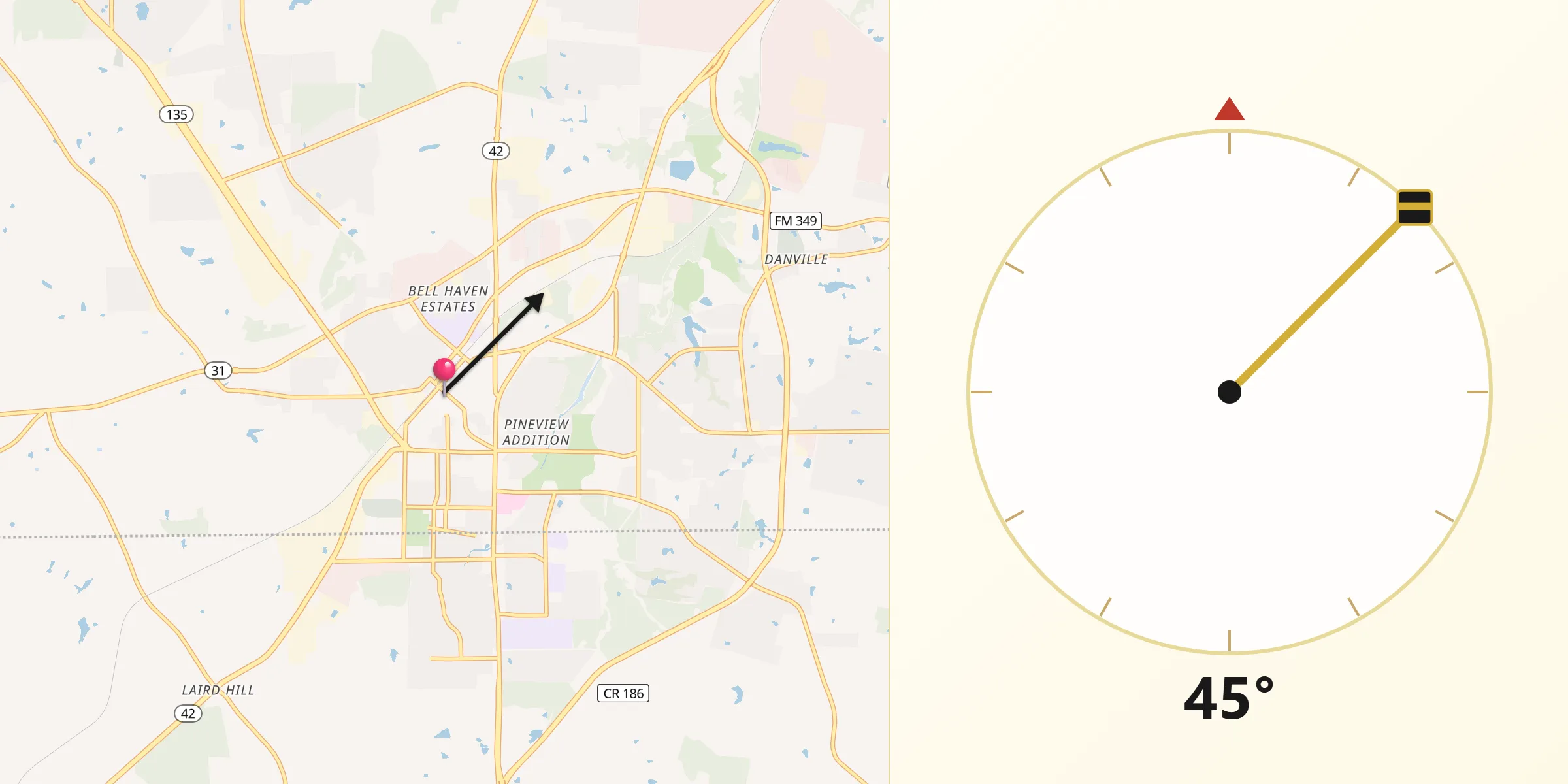 Qibla Direction from Kilgore