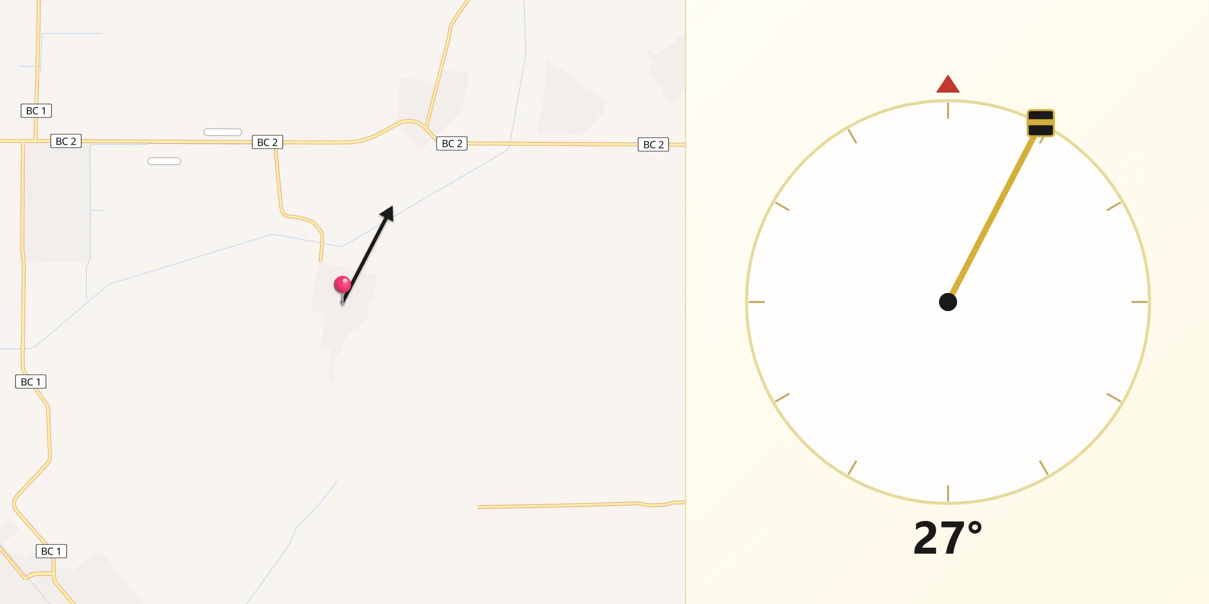 Dirección de la Qibla desde Ejido Vicente Guerrero
