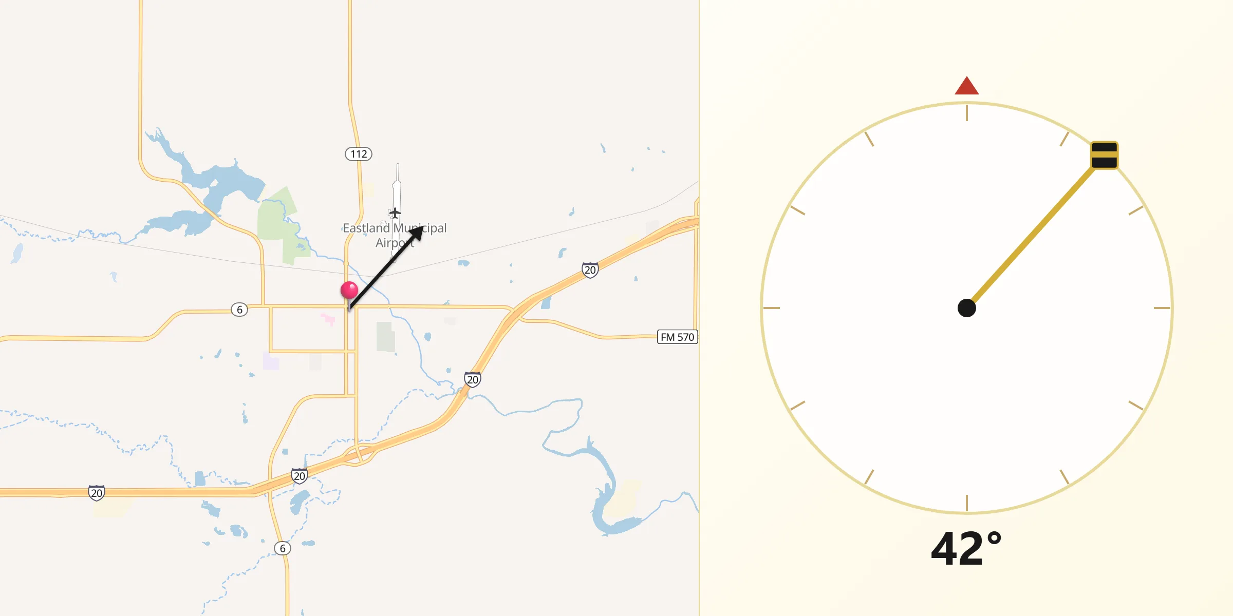Qibla Direction from Eastland
