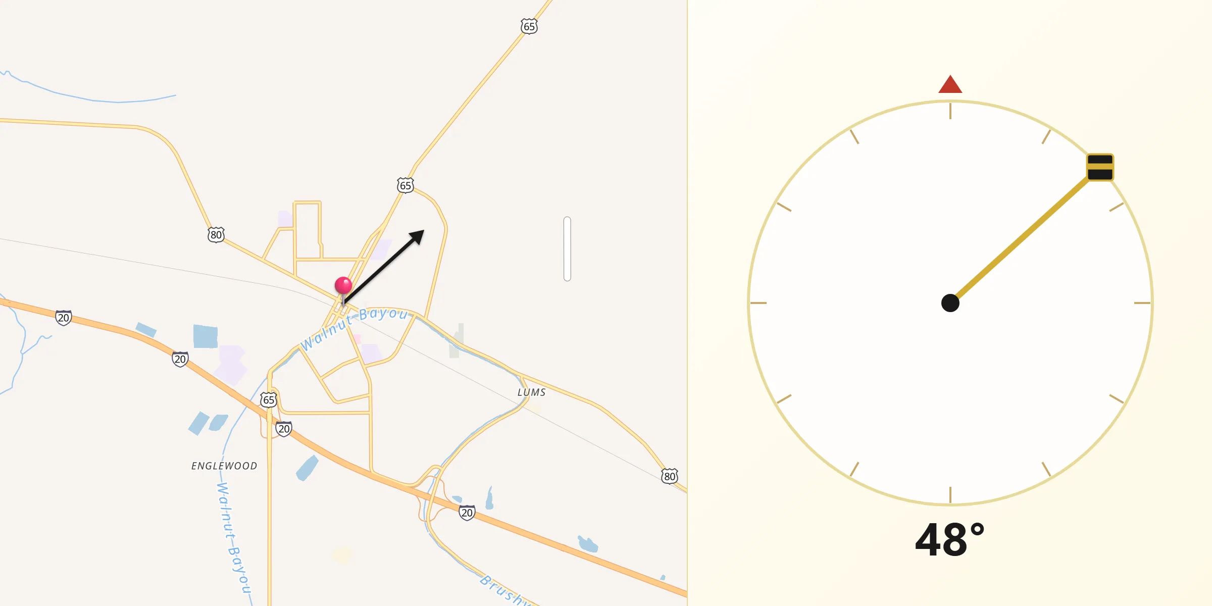 Qibla Direction from Tallulah