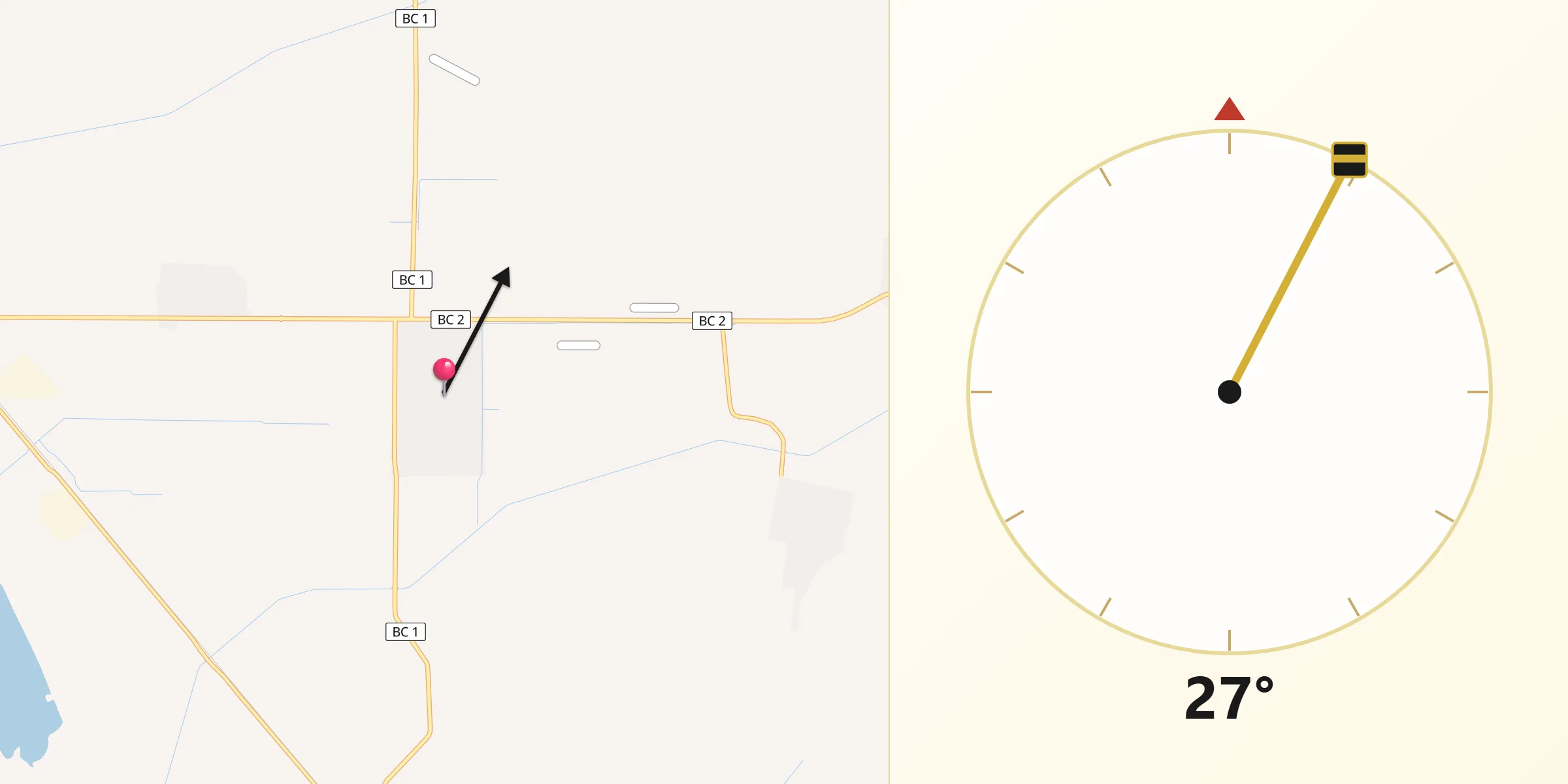 Dirección de la Qibla desde Ejido Nuevo León