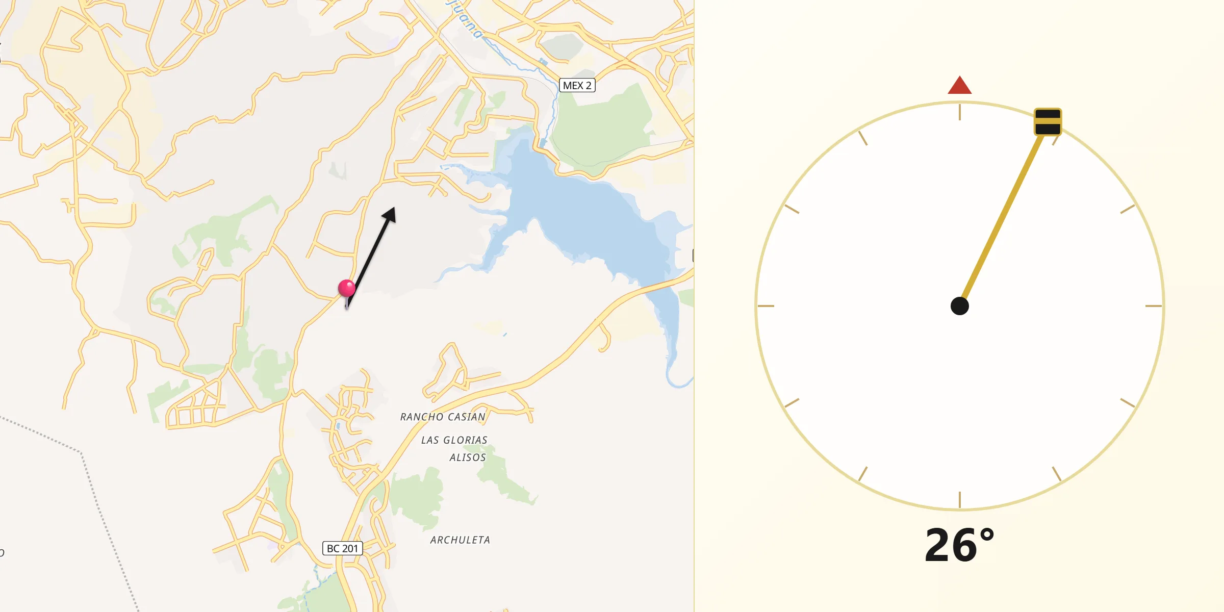 Dirección de la Qibla desde Buenos Aires