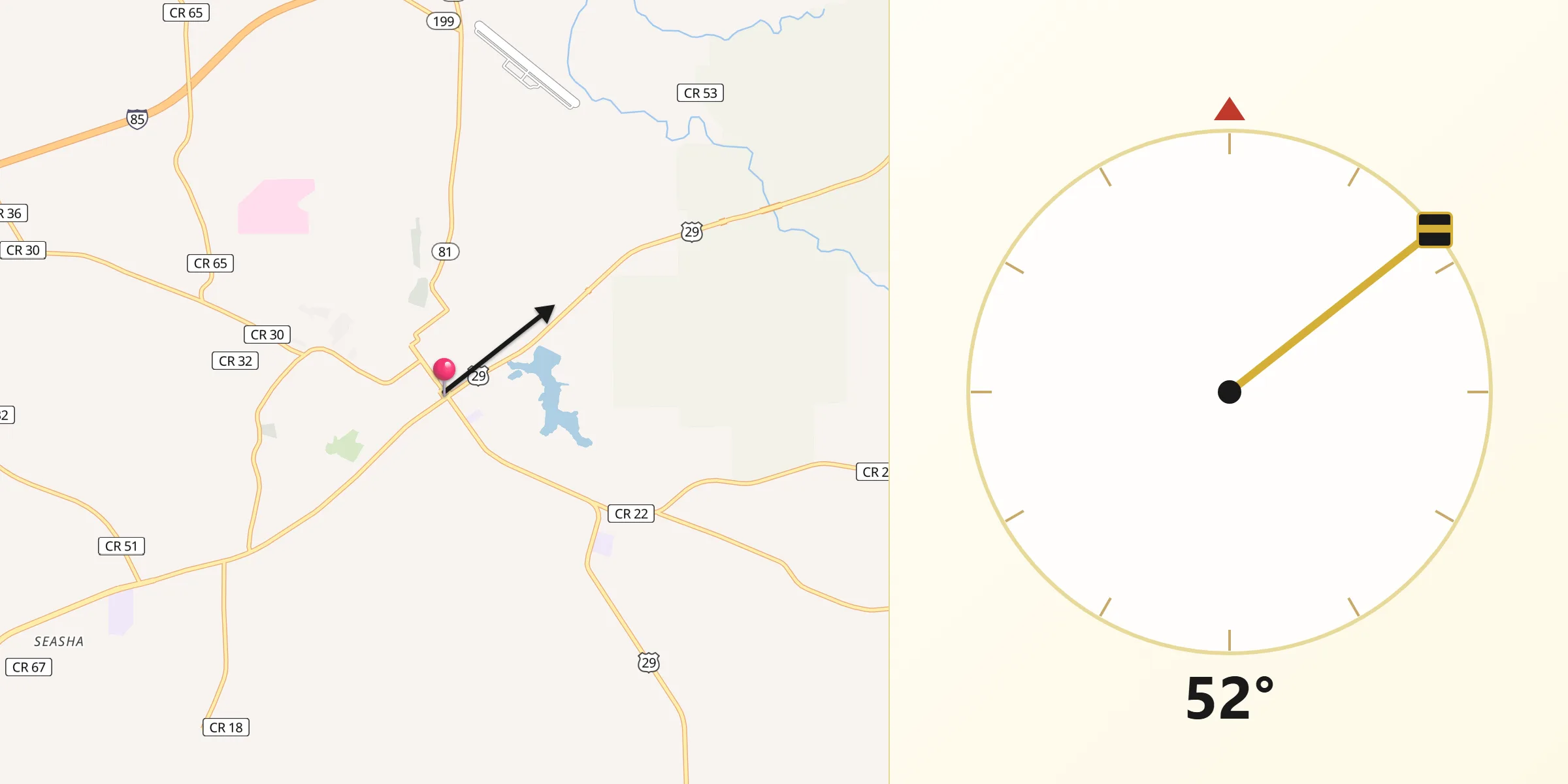 Qibla Direction from Tuskegee