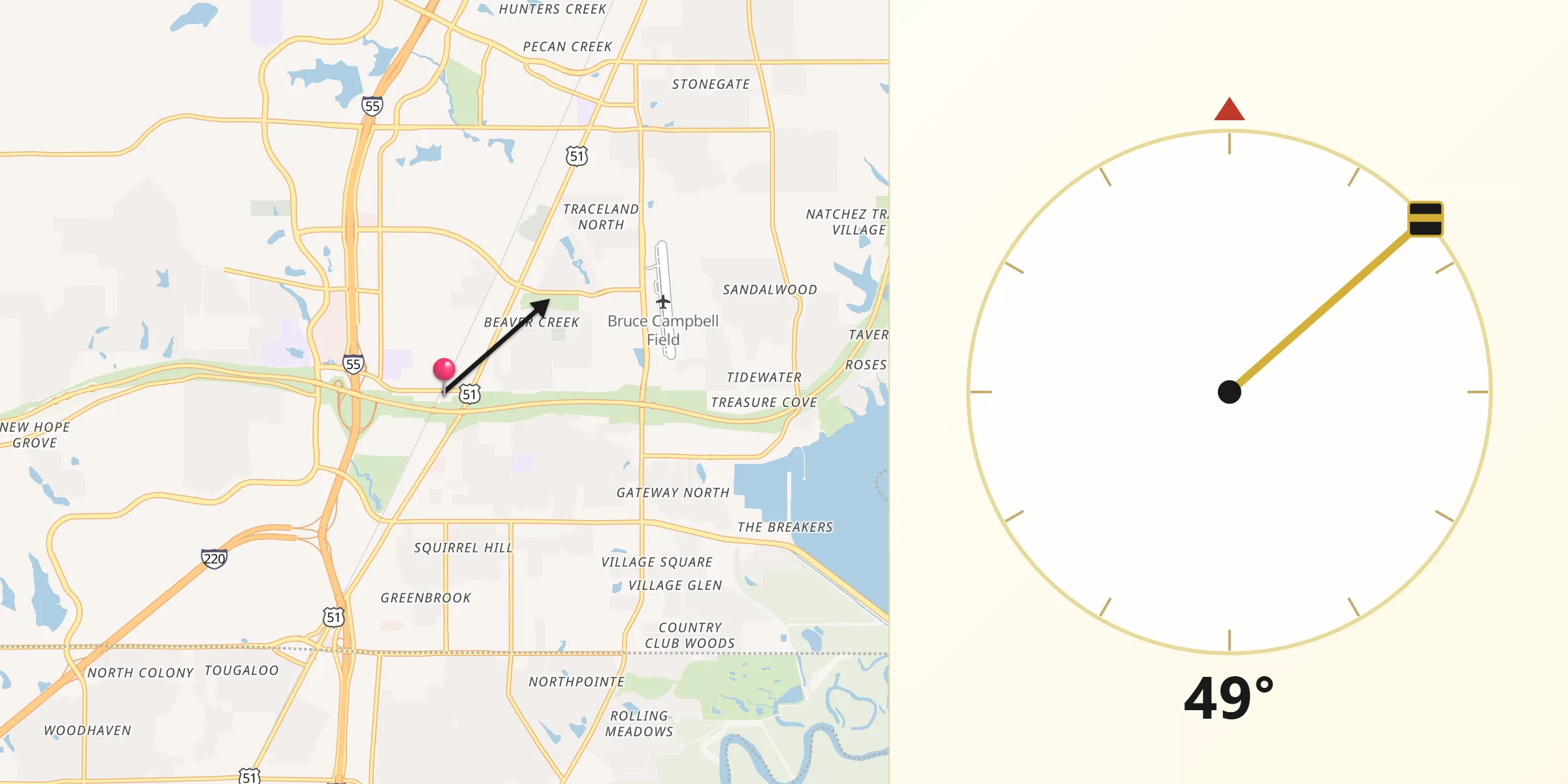 Qibla Direction from Ridgeland