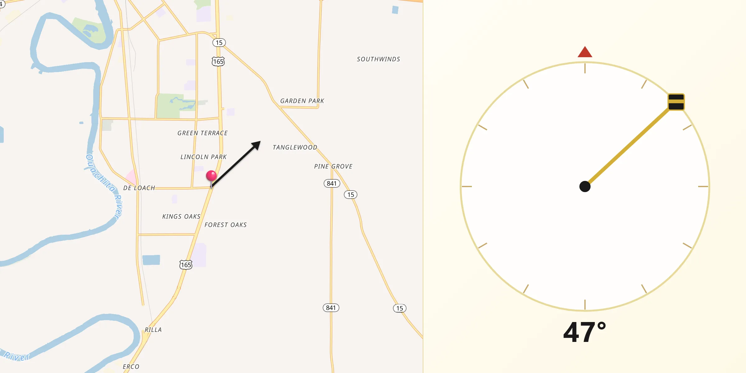 Qibla Direction from Richwood