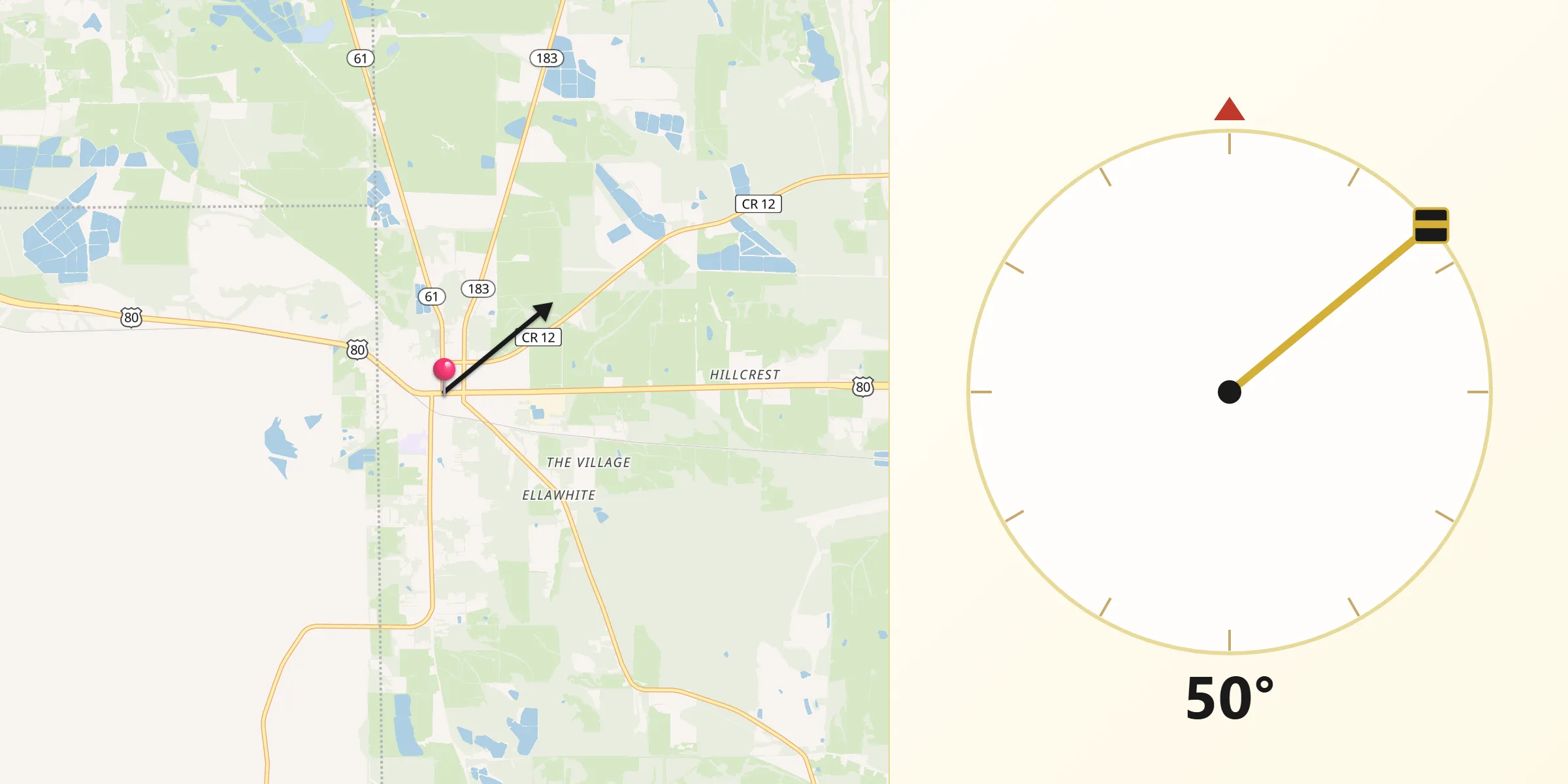 Qibla Direction from Uniontown
