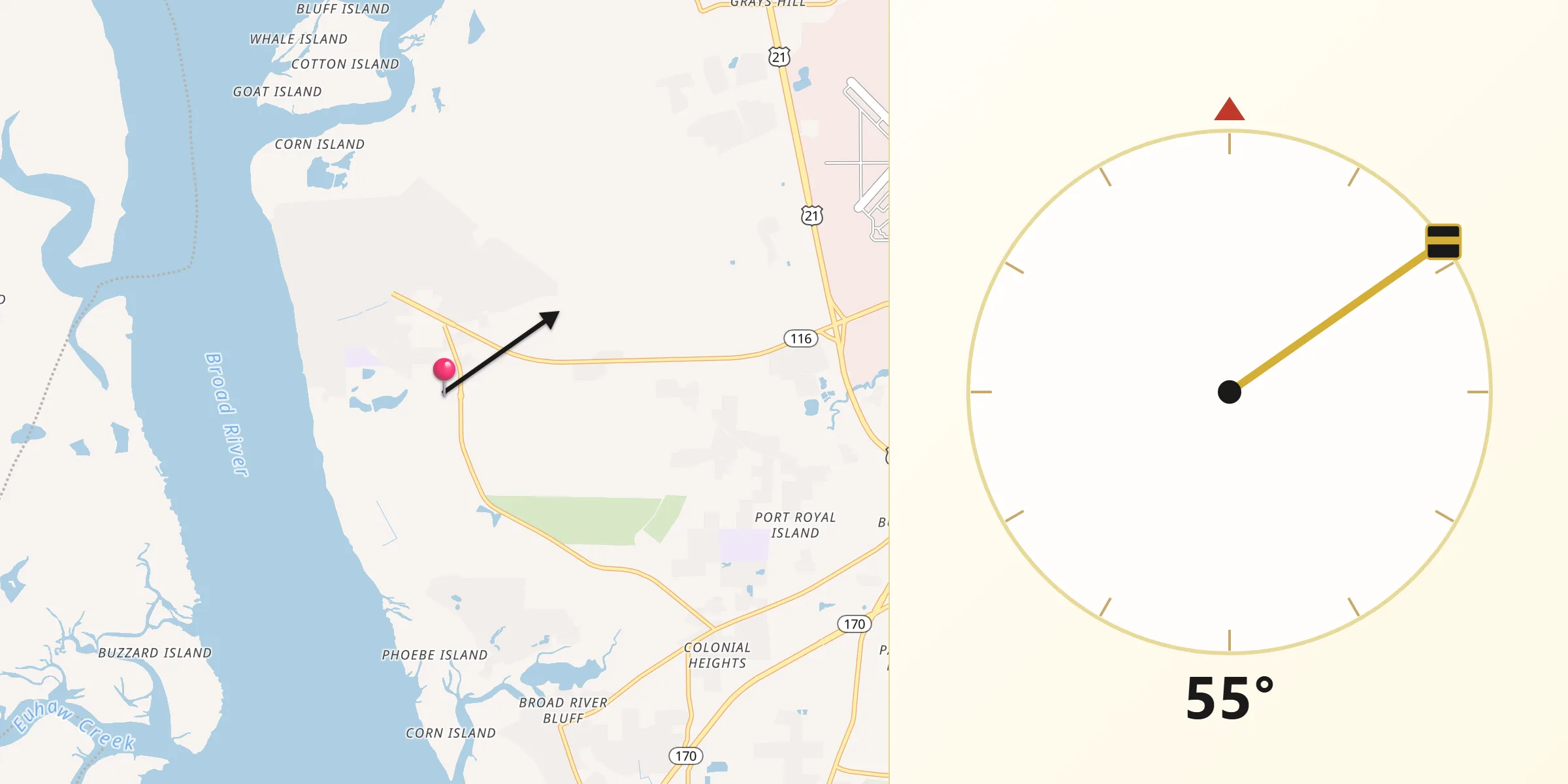 Qibla Direction from Laurel Bay