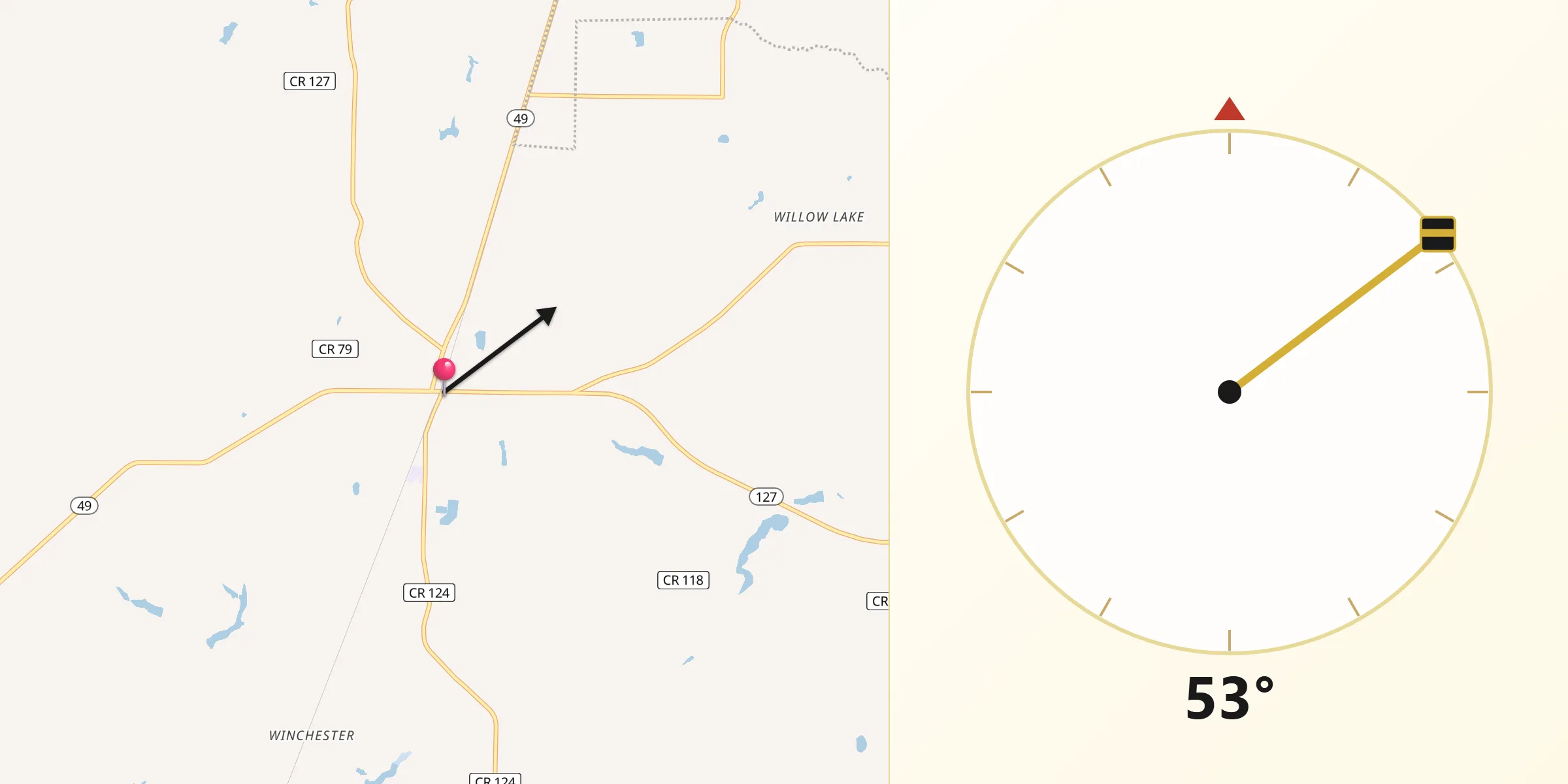 Qibla Direction from Marshallville