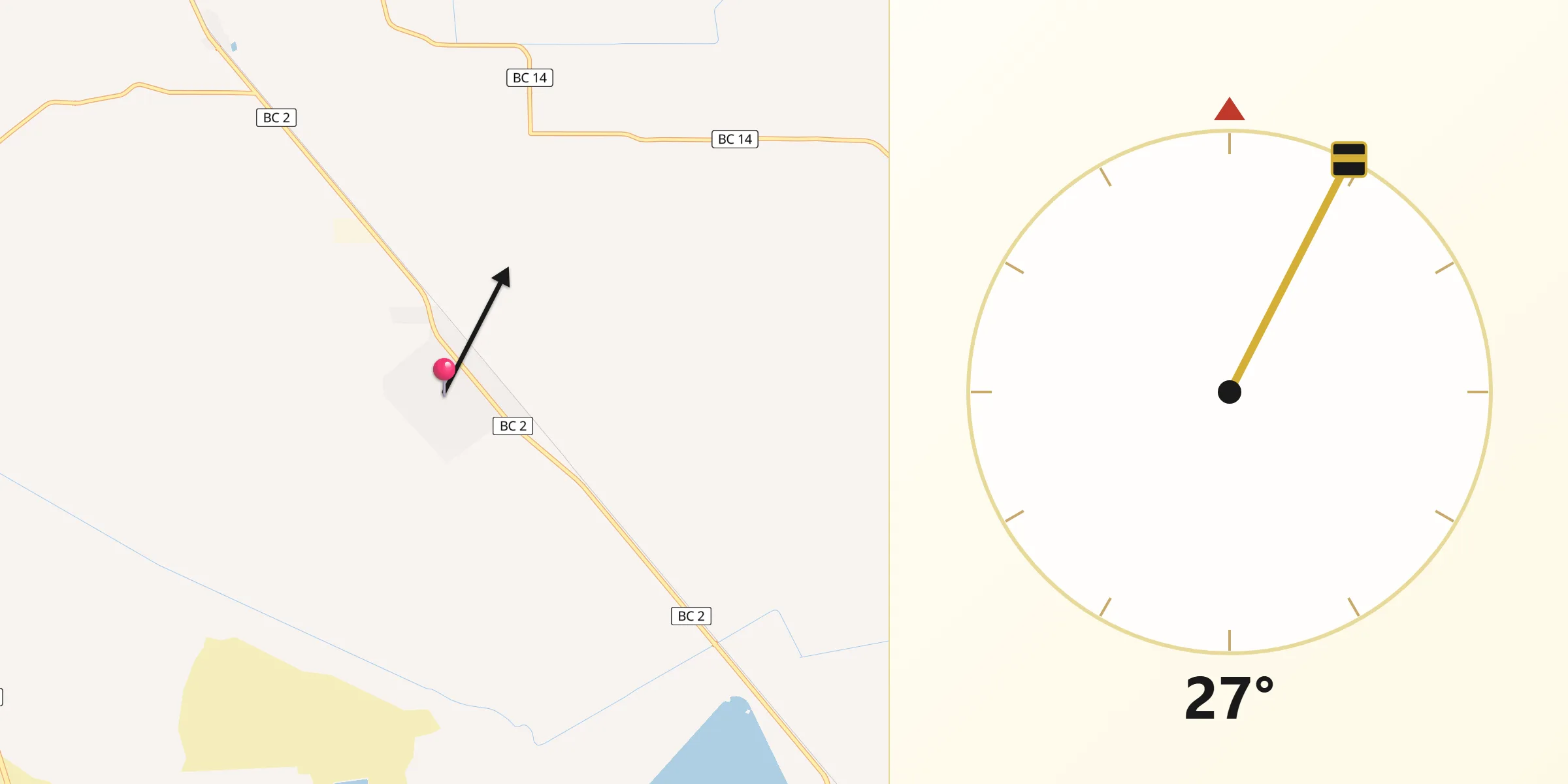Dirección de la Qibla desde Ejido Michoacán de Ocampo