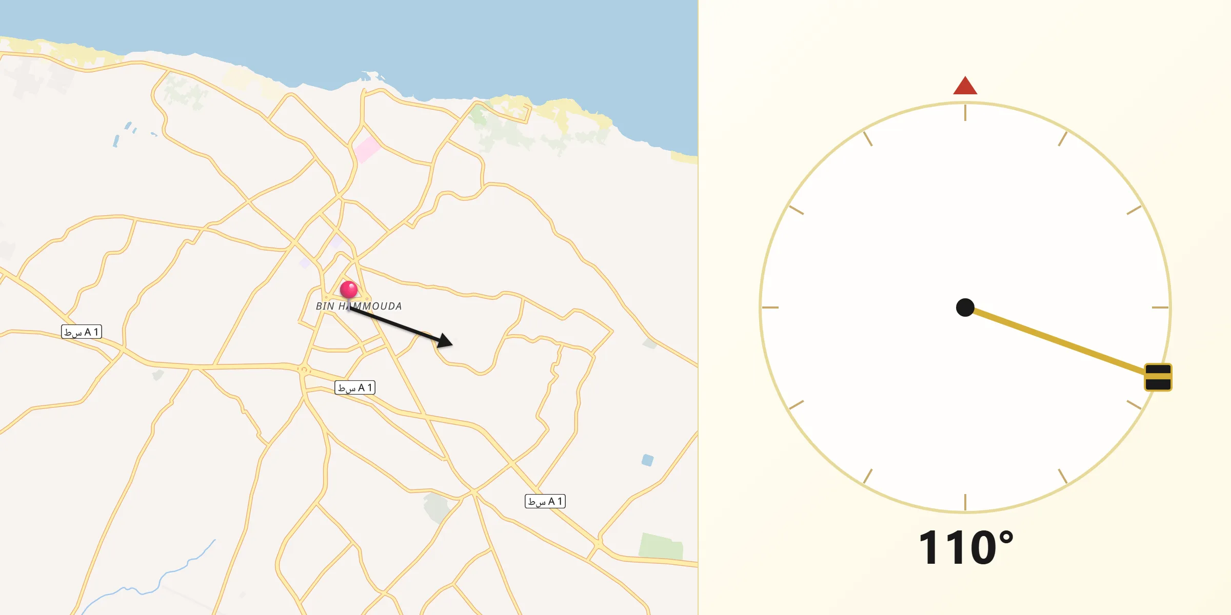 اتجاه القبلة من زليتن
