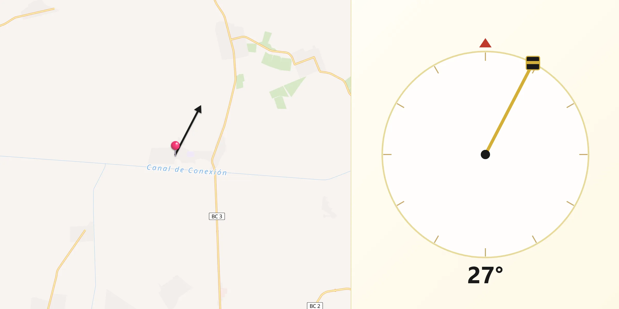 Dirección de la Qibla desde Ejido Quintana Roo