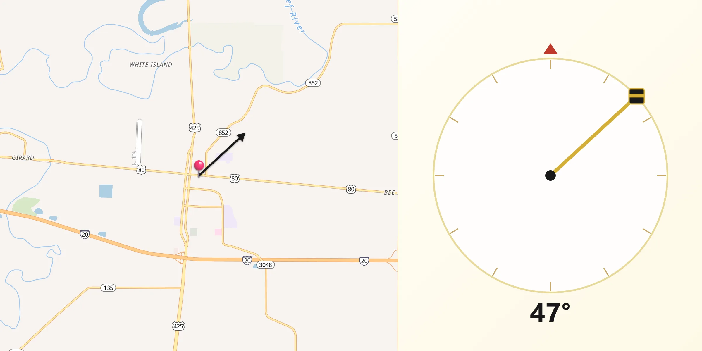 Qibla Direction from Rayville