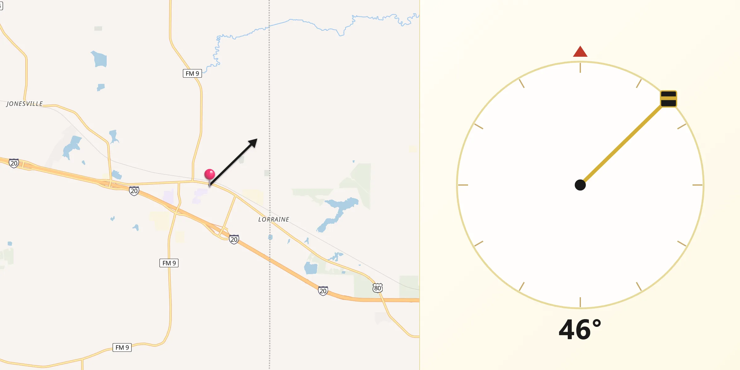 Qibla Direction from Waskom