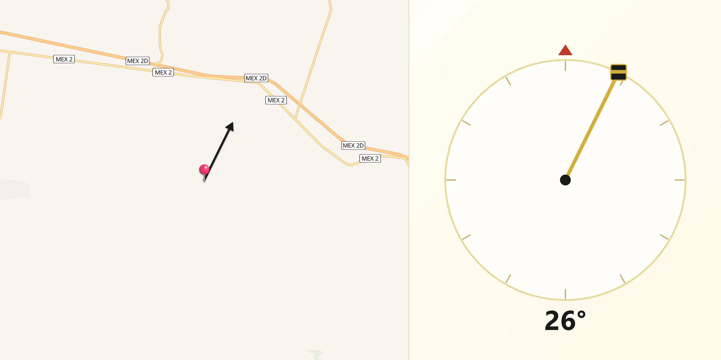 Dirección de la Qibla desde Cereso del Hongo