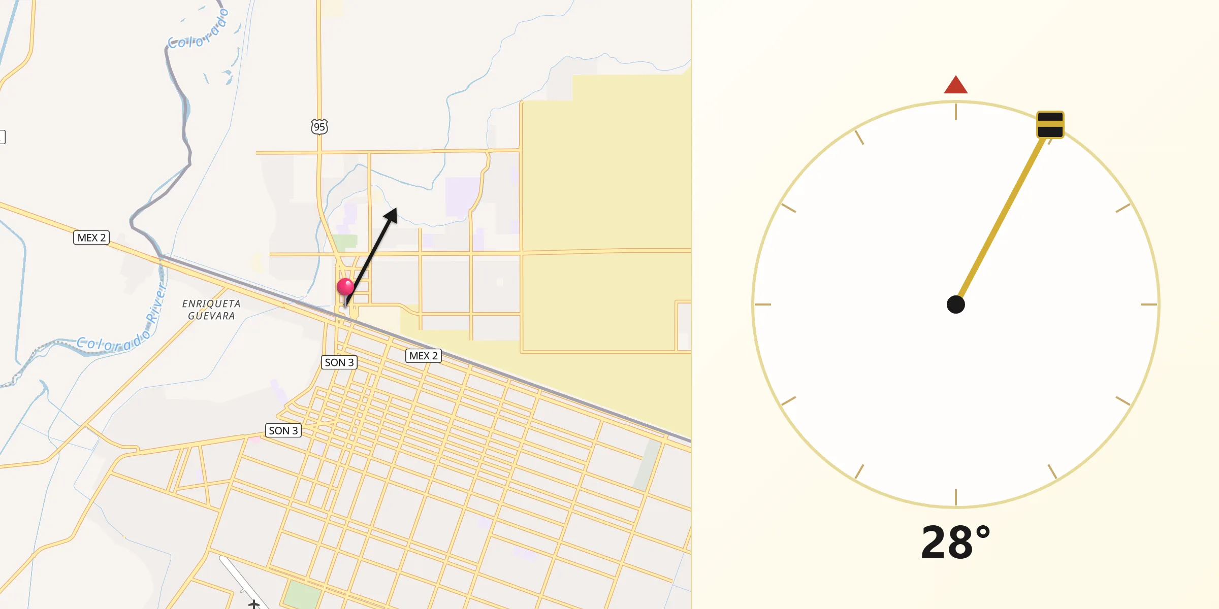 Qibla Direction from San Luis