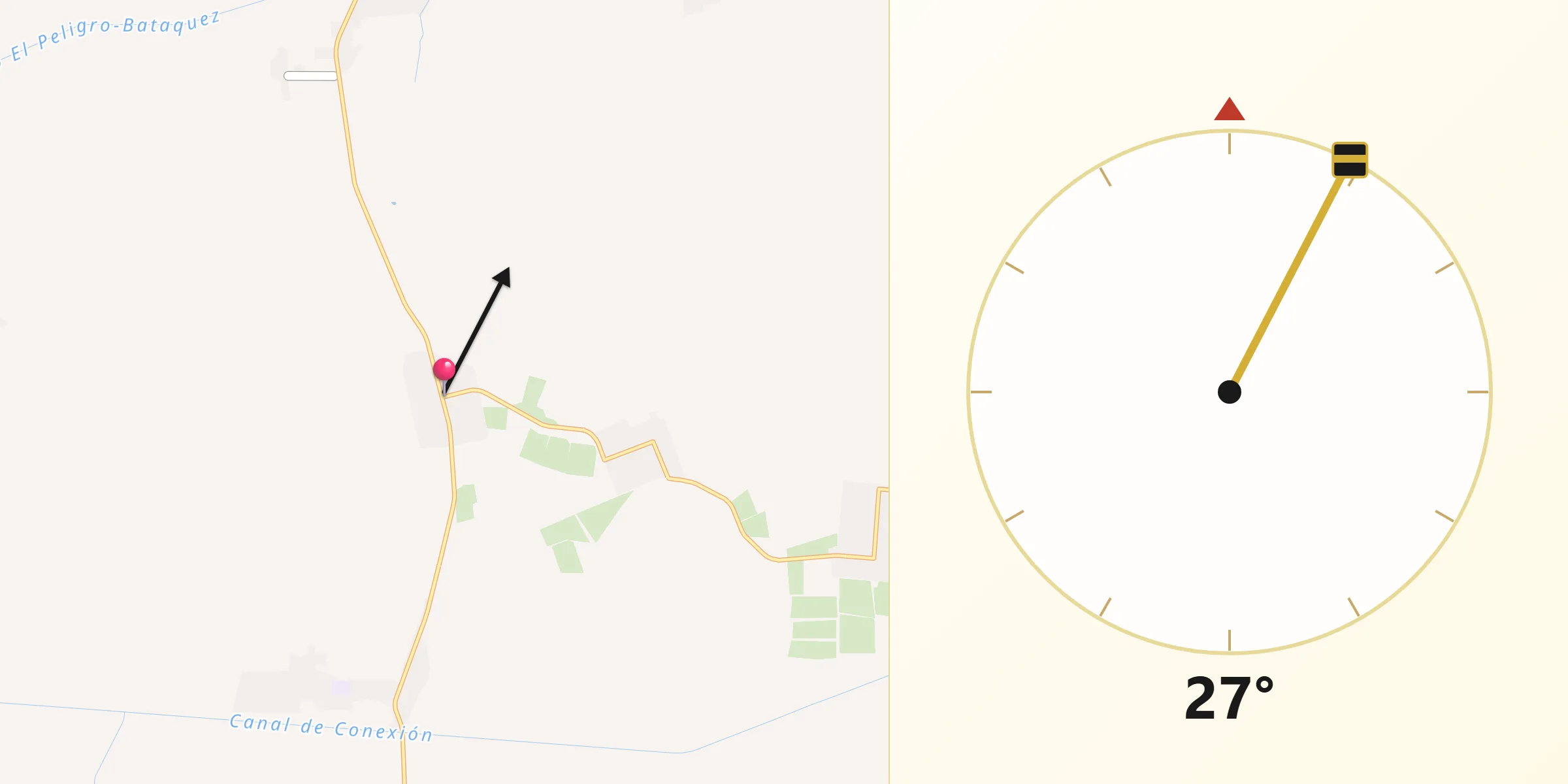 Dirección de la Qibla desde Ejido Jiquilpan
