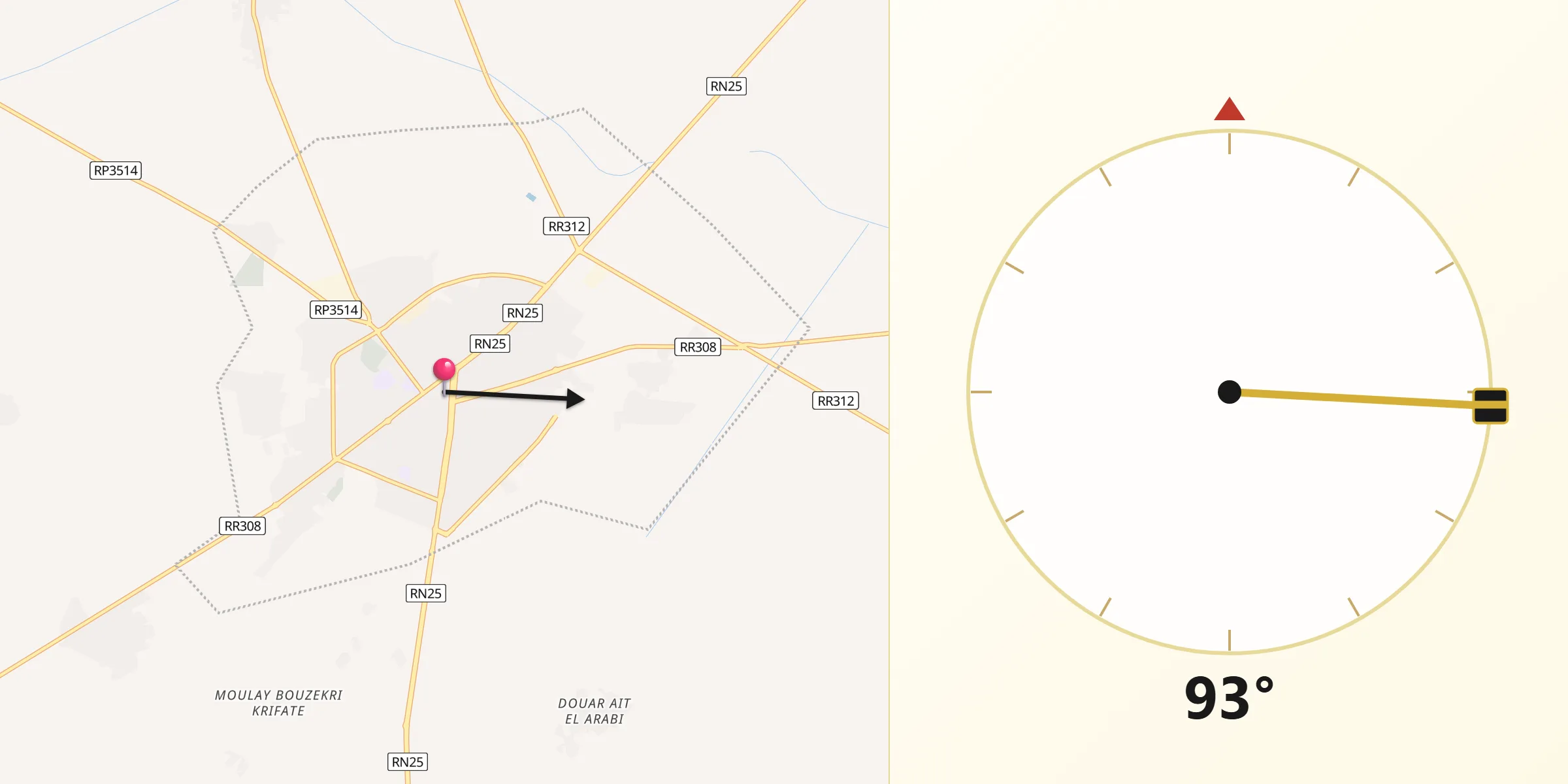 Qibla-Richtung von Al Fqih Ben Çalah