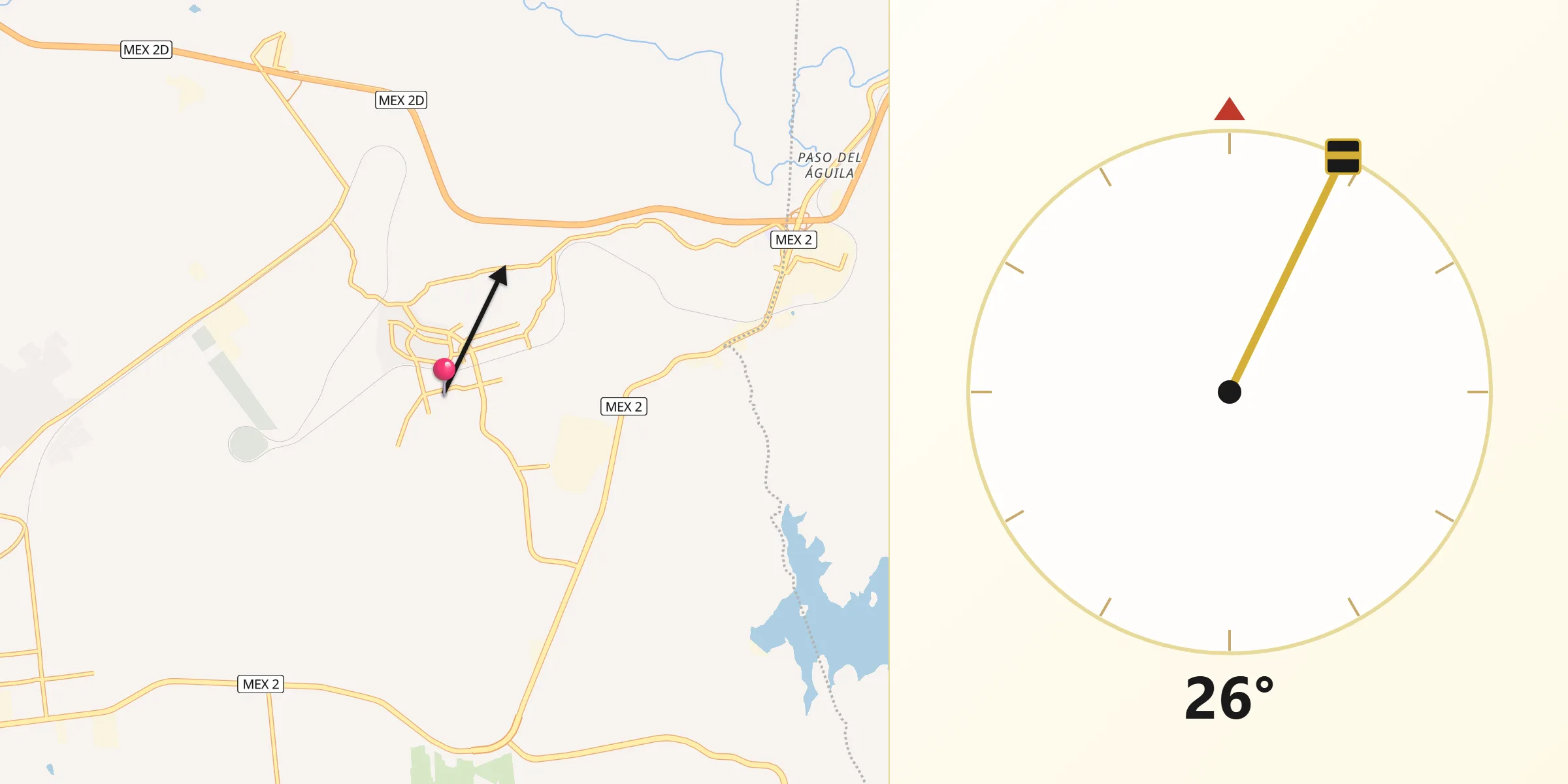 Dirección de la Qibla desde Villa del Campo