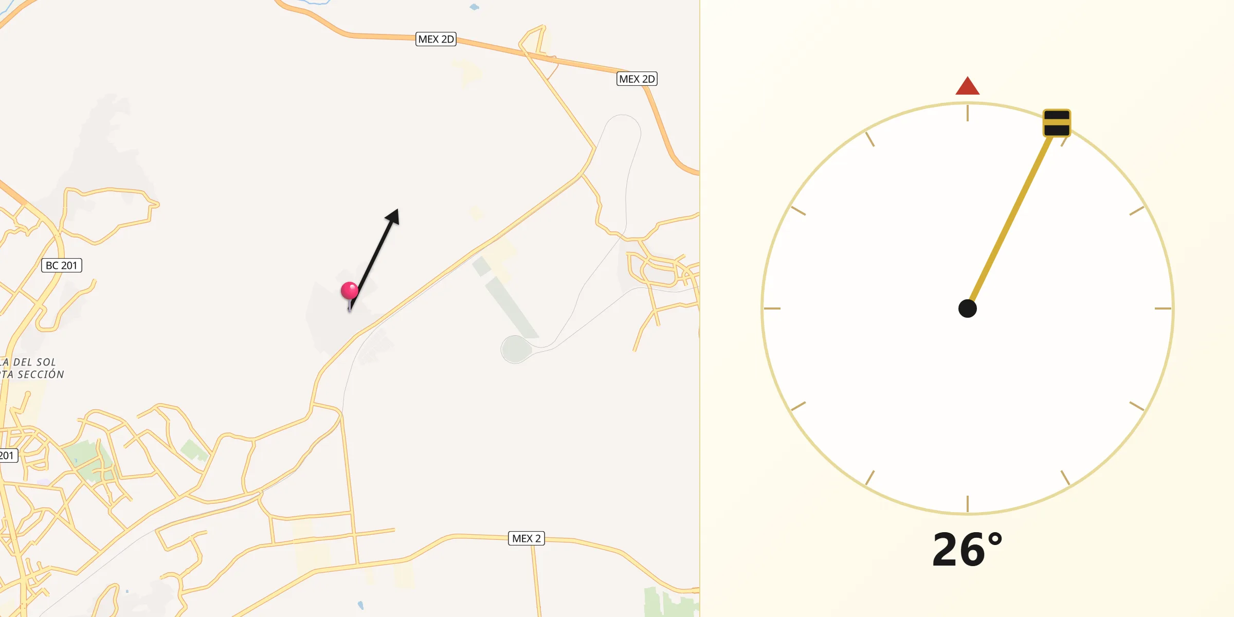 Dirección de la Qibla desde El Niño