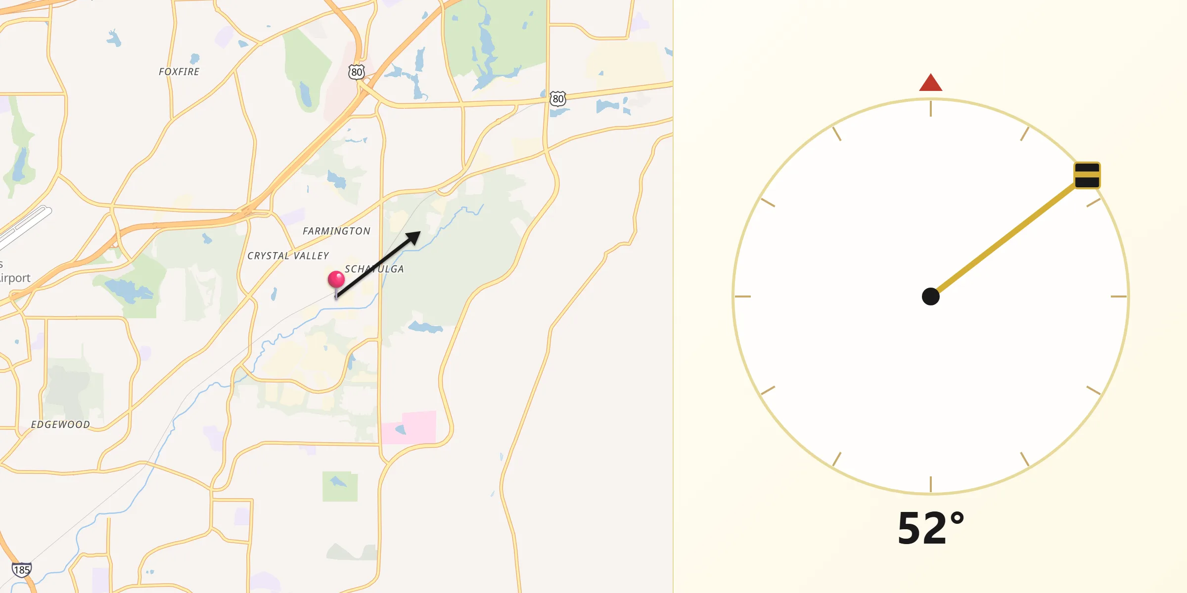 Qibla Direction from Muscogee