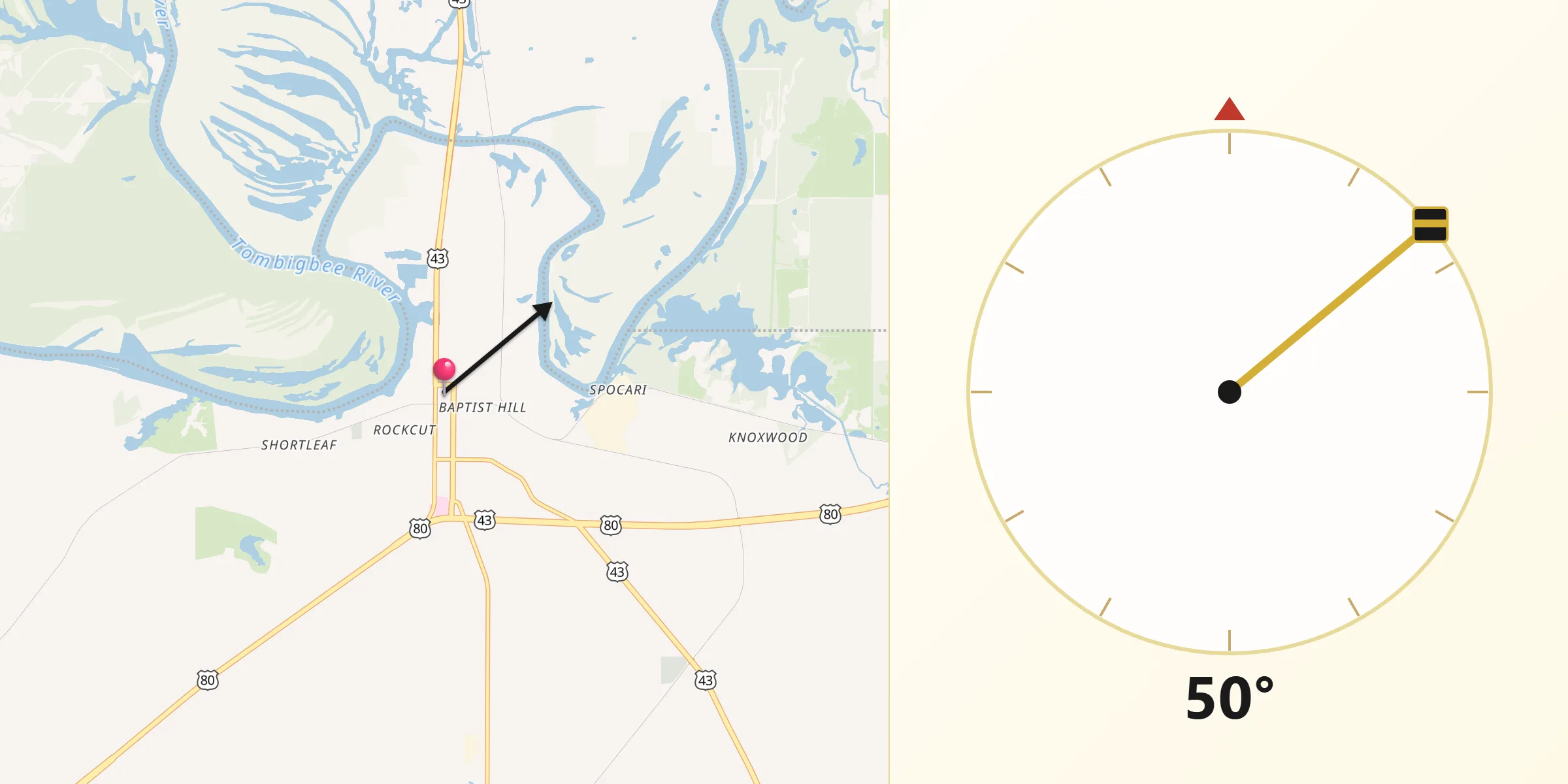 Qibla Direction from Demopolis