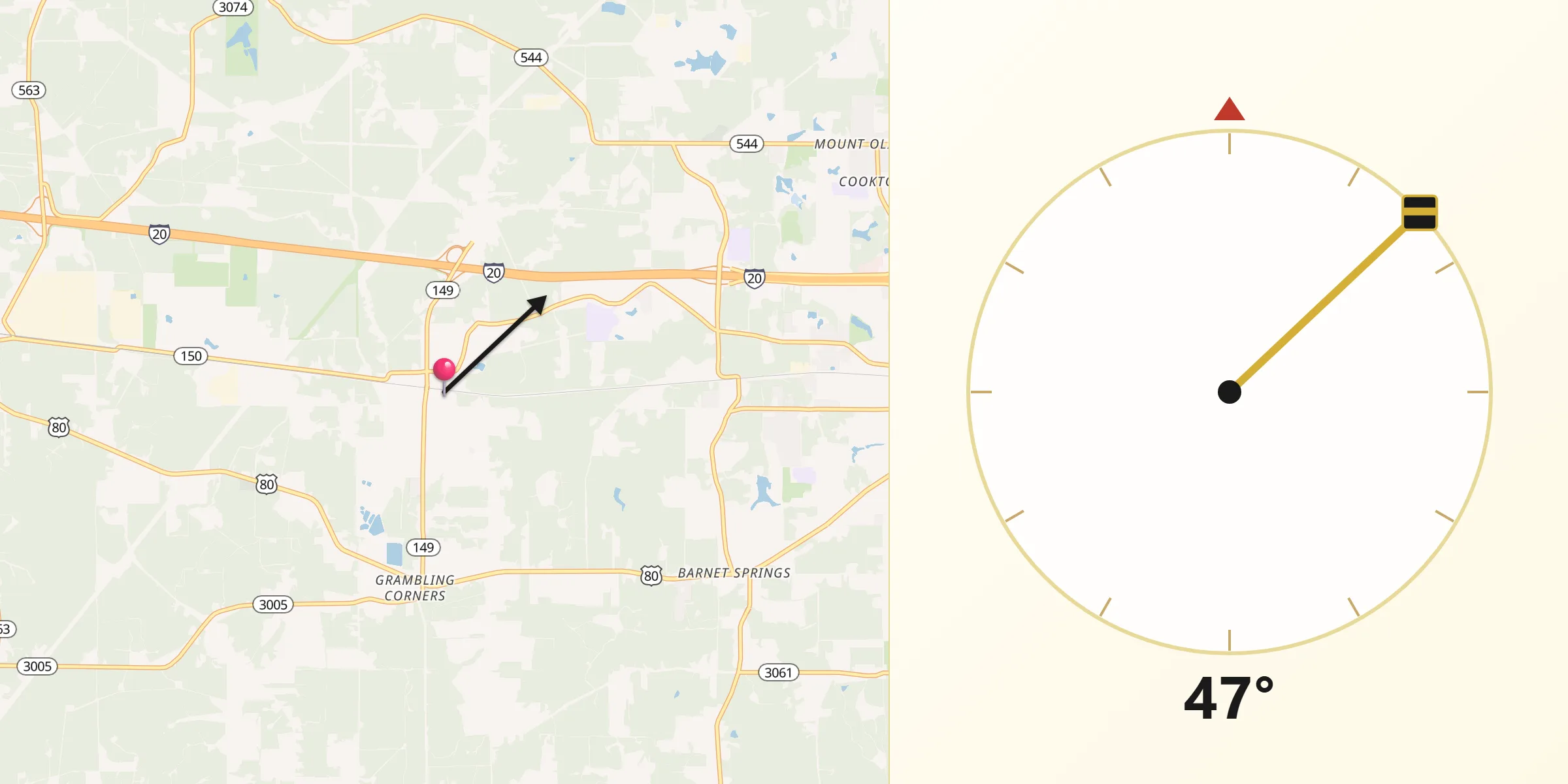 Qibla Direction from Grambling