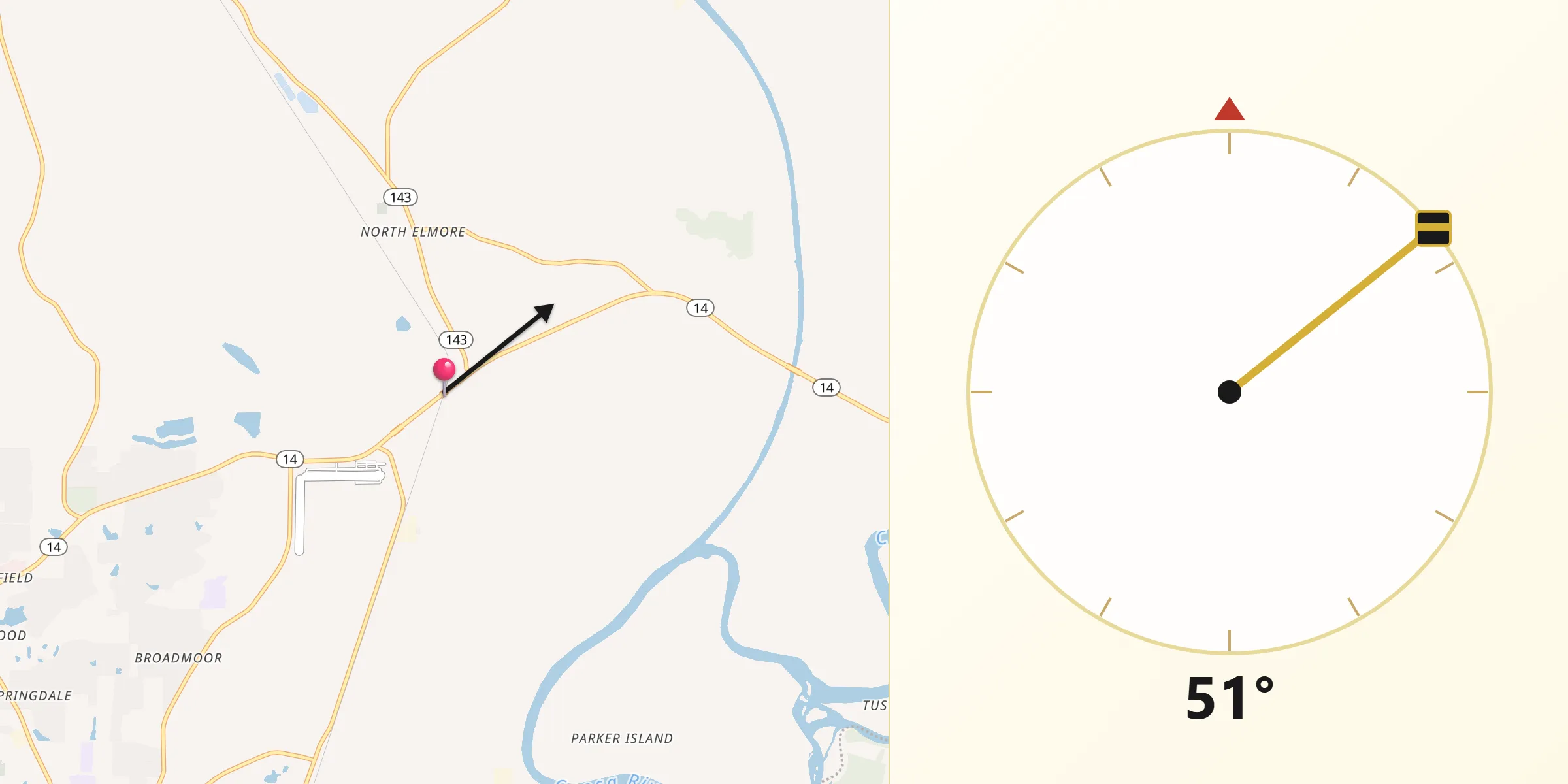 Qibla Direction from Elmore