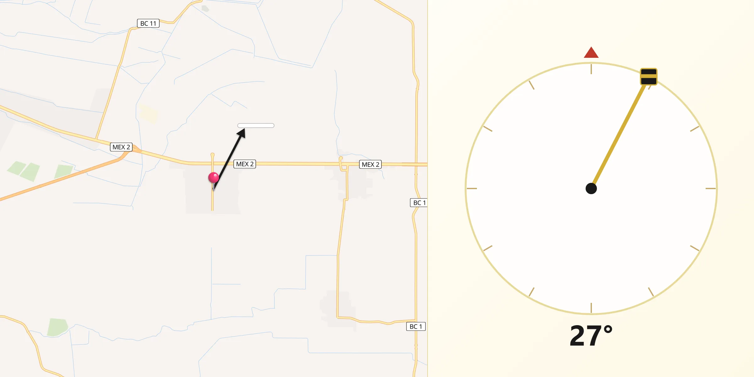 Dirección de la Qibla desde Ejido Sinaloa