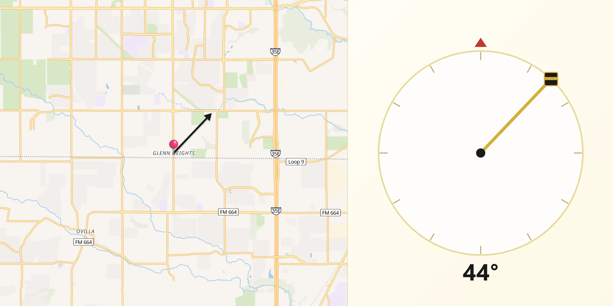 Qibla Direction from Glenn Heights