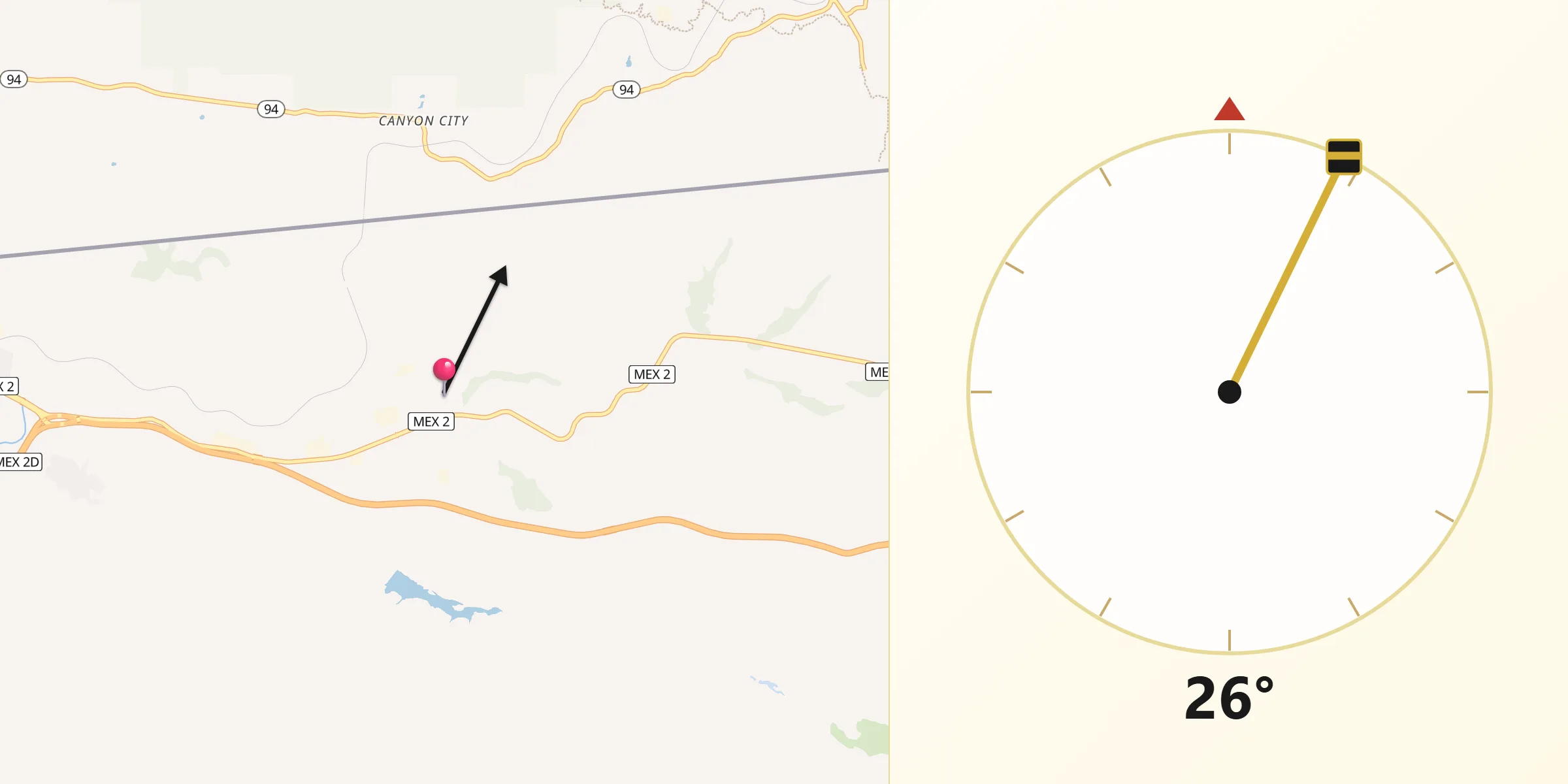 Dirección de la Qibla desde Hacienda Tecate
