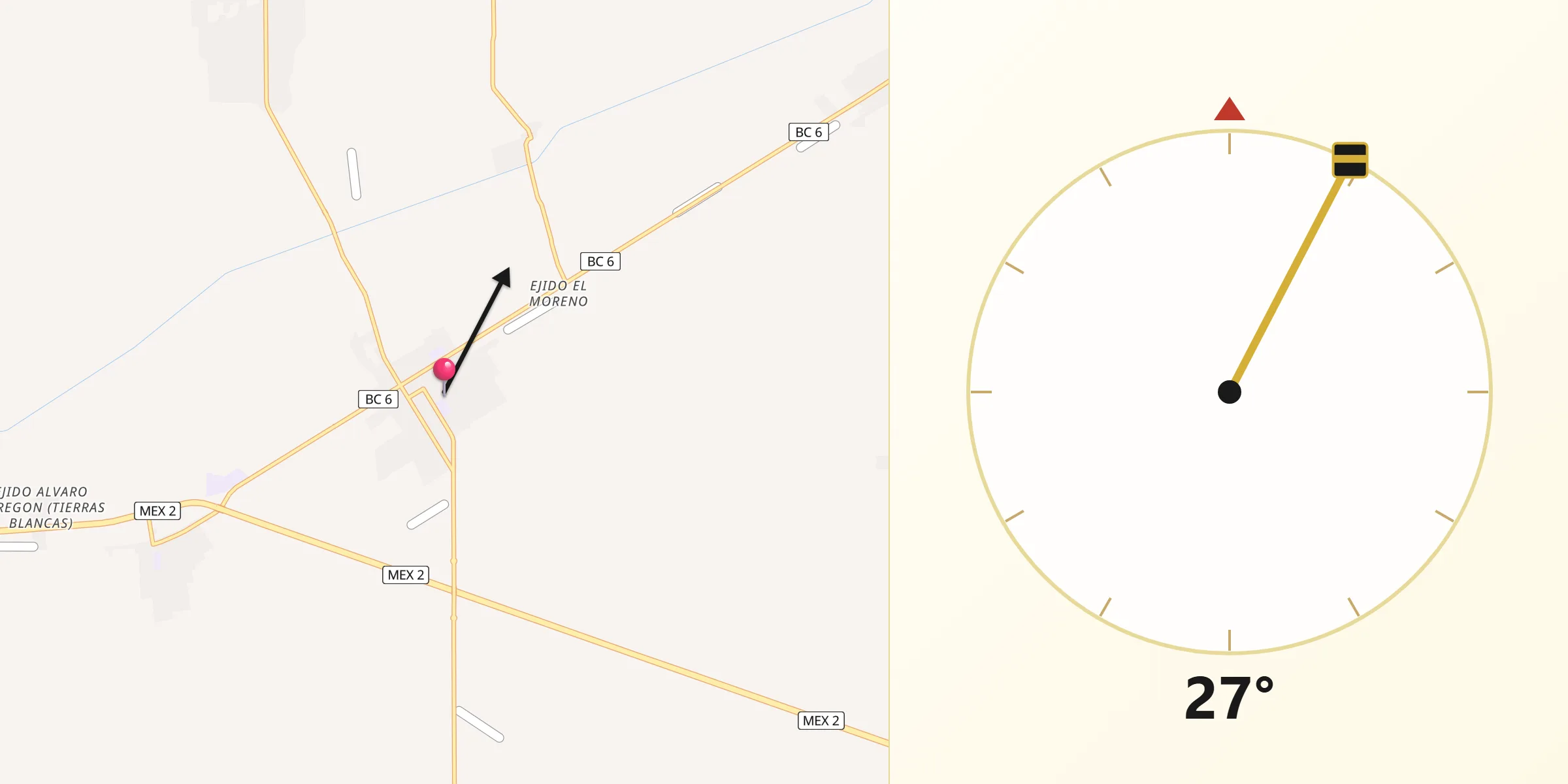 Dirección de la Qibla desde Benito Juárez