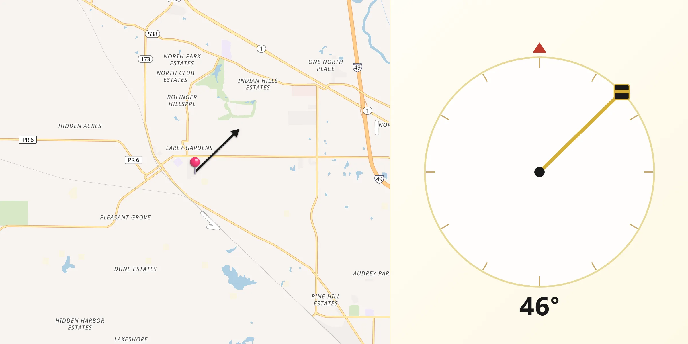 Qibla Direction from Caddo Parish