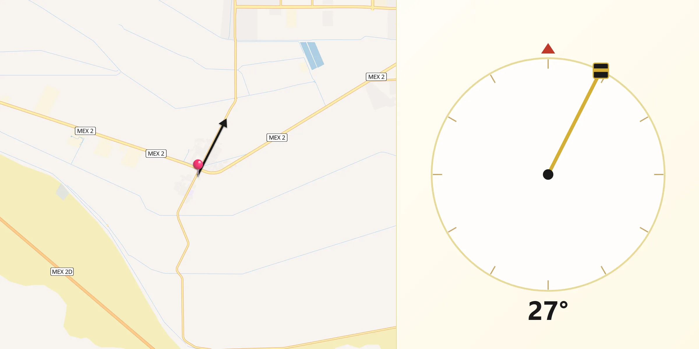 Dirección de la Qibla desde Progreso de Castro