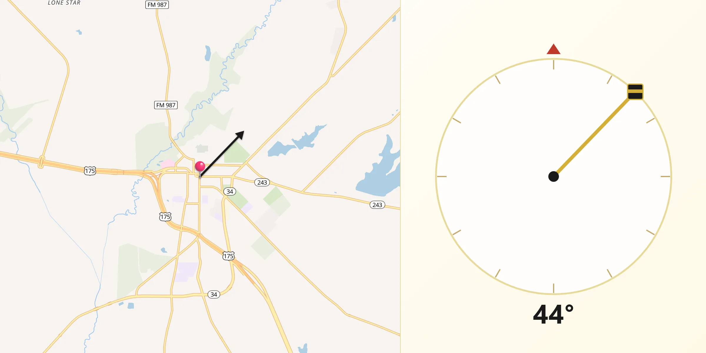 Qibla Direction from Kaufman