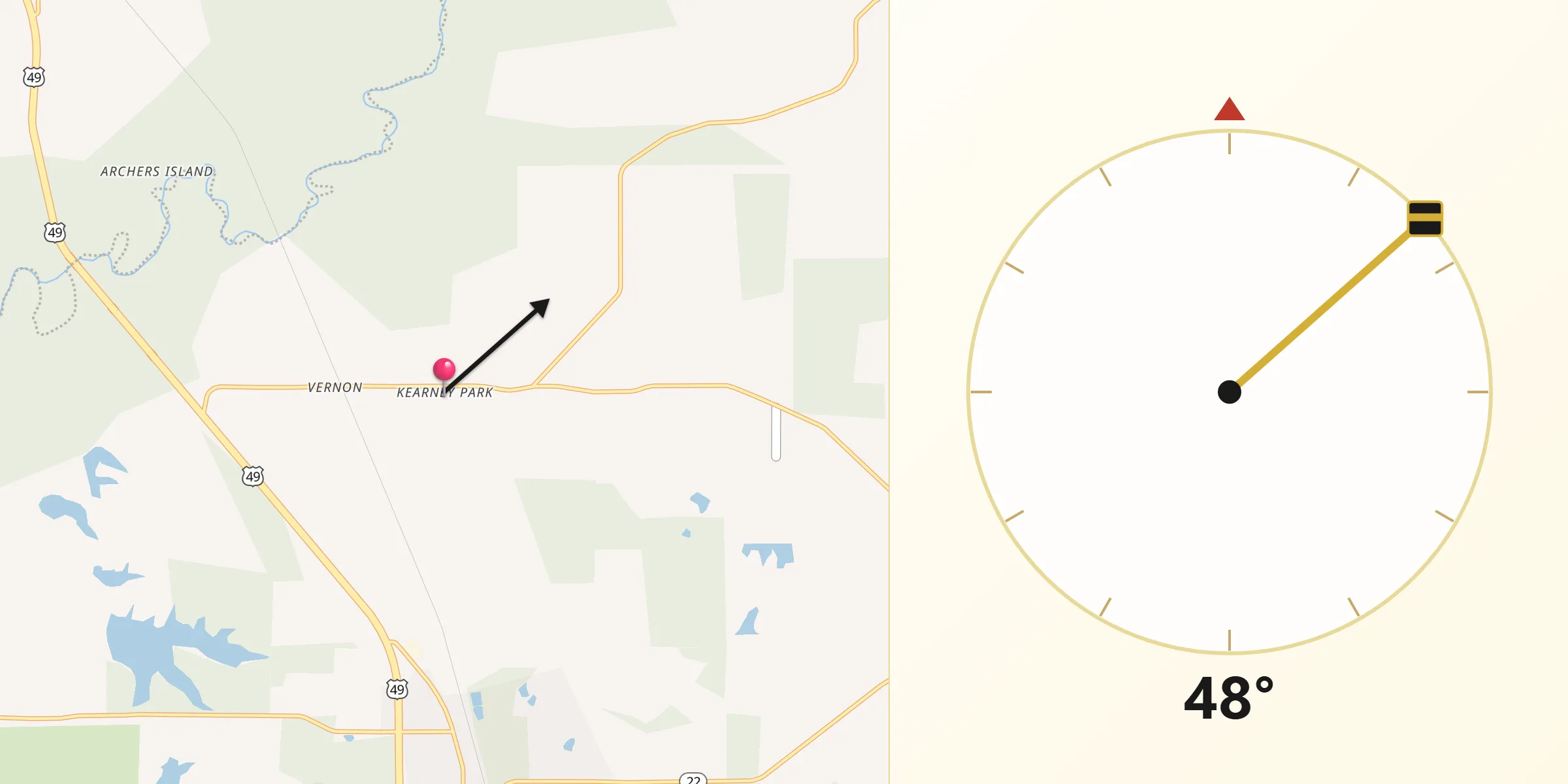 Qibla Direction from Kearney Park