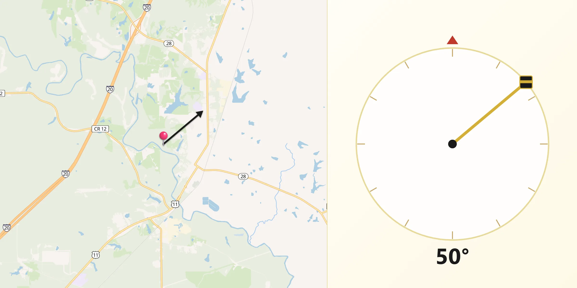 Qibla Direction from Sumter County