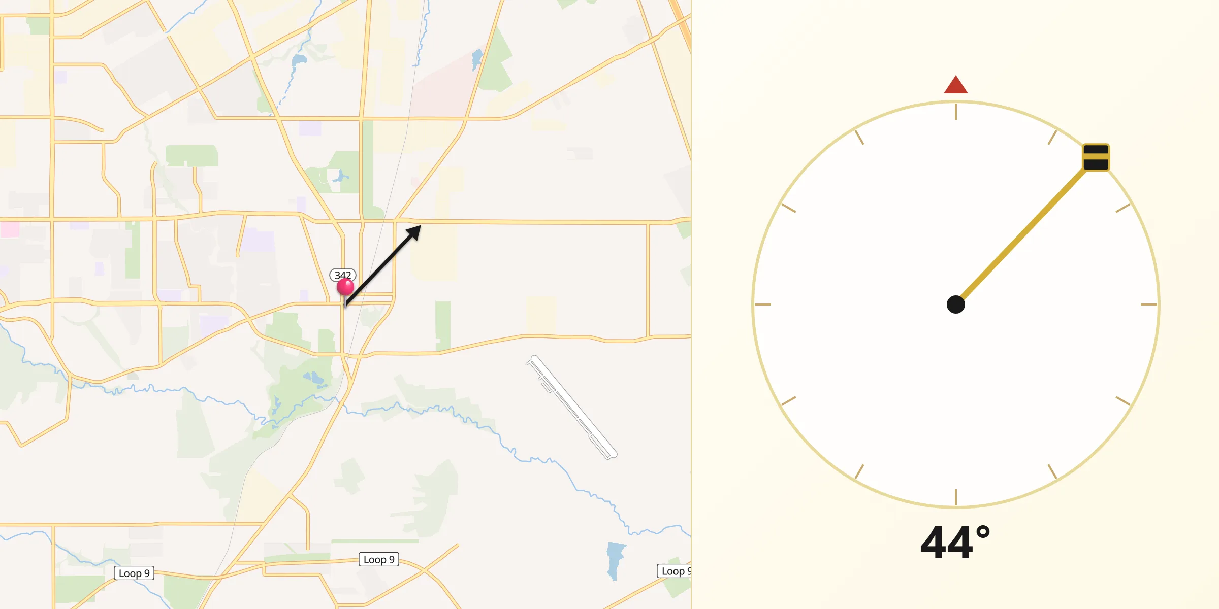 Dirección de la Qibla desde Lancaster