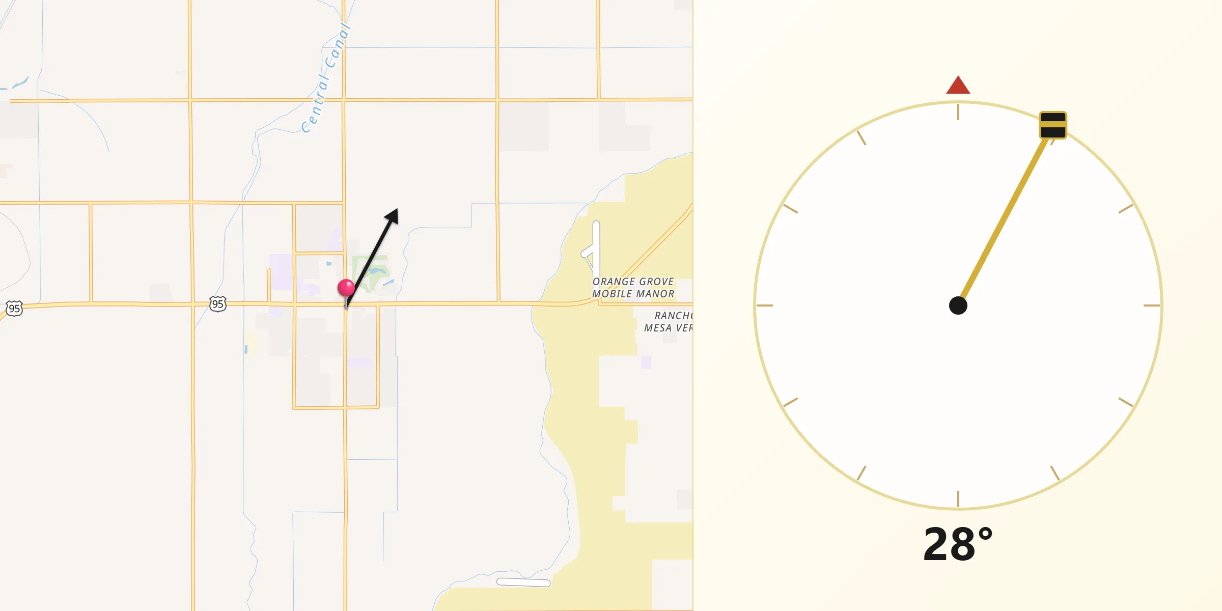 Qibla Direction from Somerton