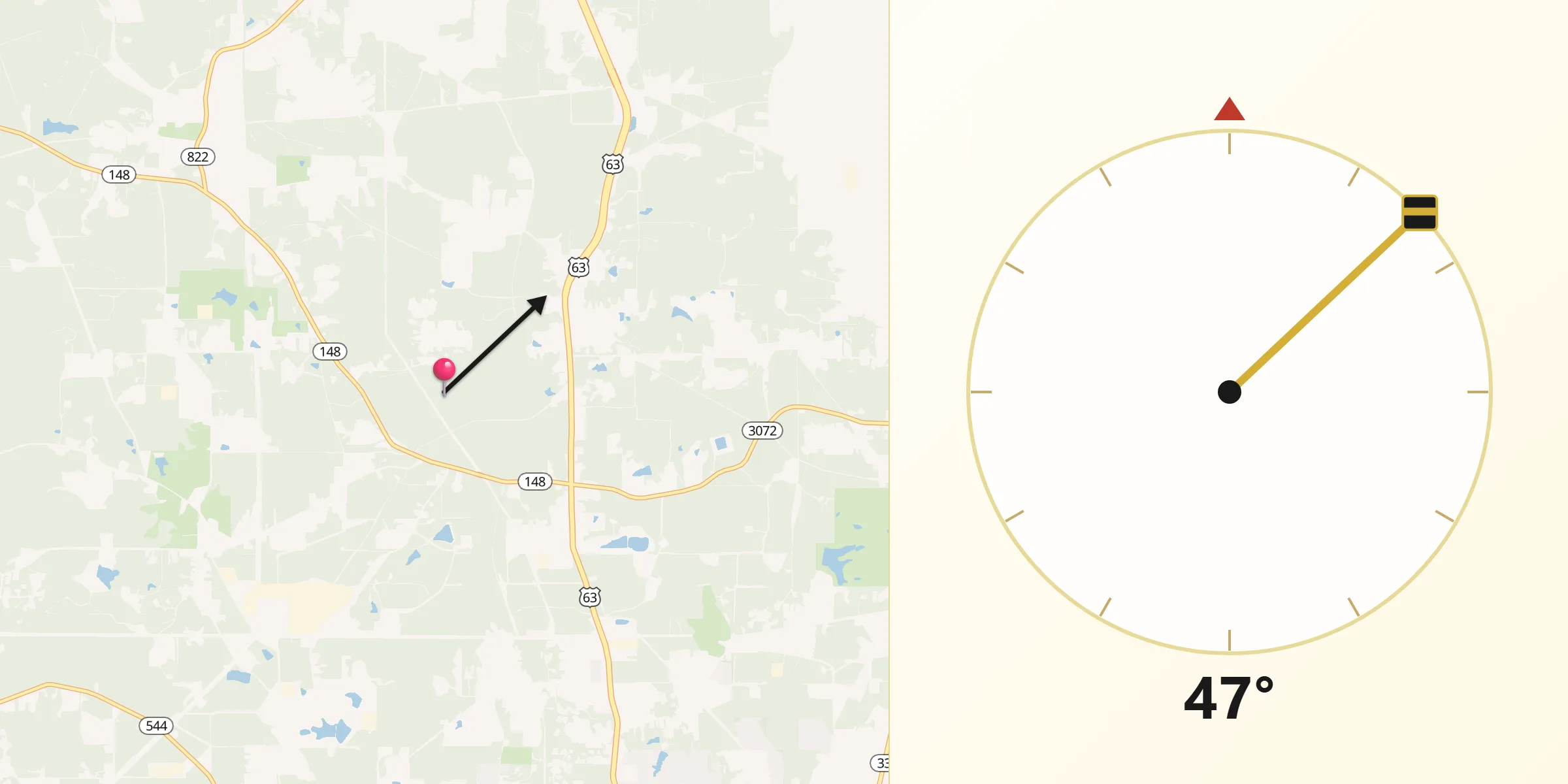 Qibla Direction from Lincoln Parish