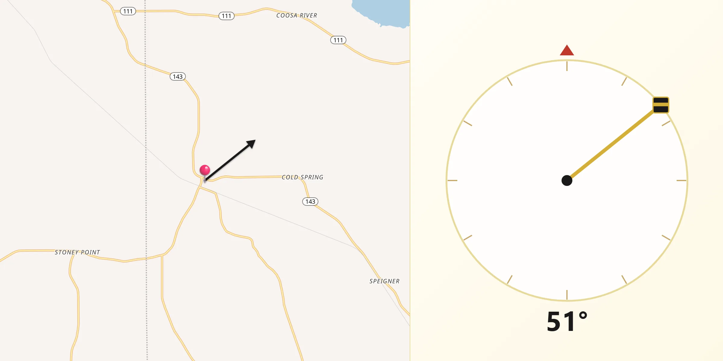 Qibla Direction from Deatsville
