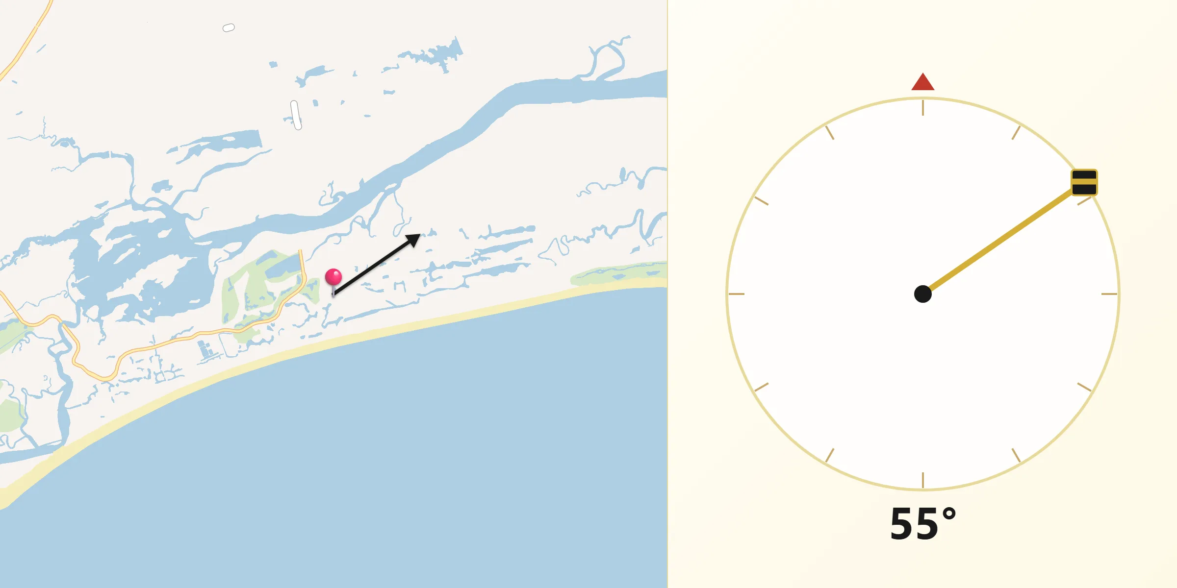 Qibla Direction from Kiawah Island