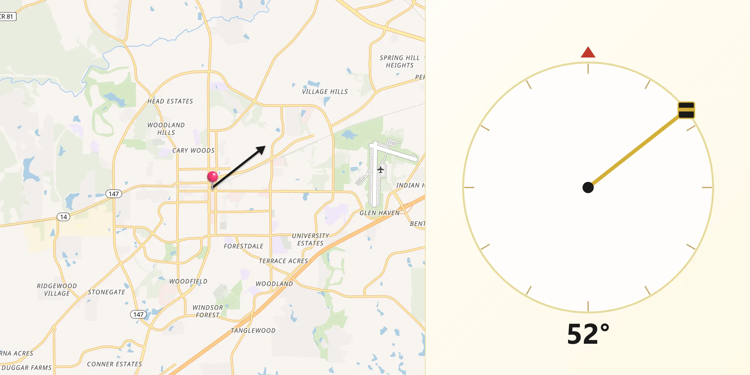 Qibla Direction from Auburn