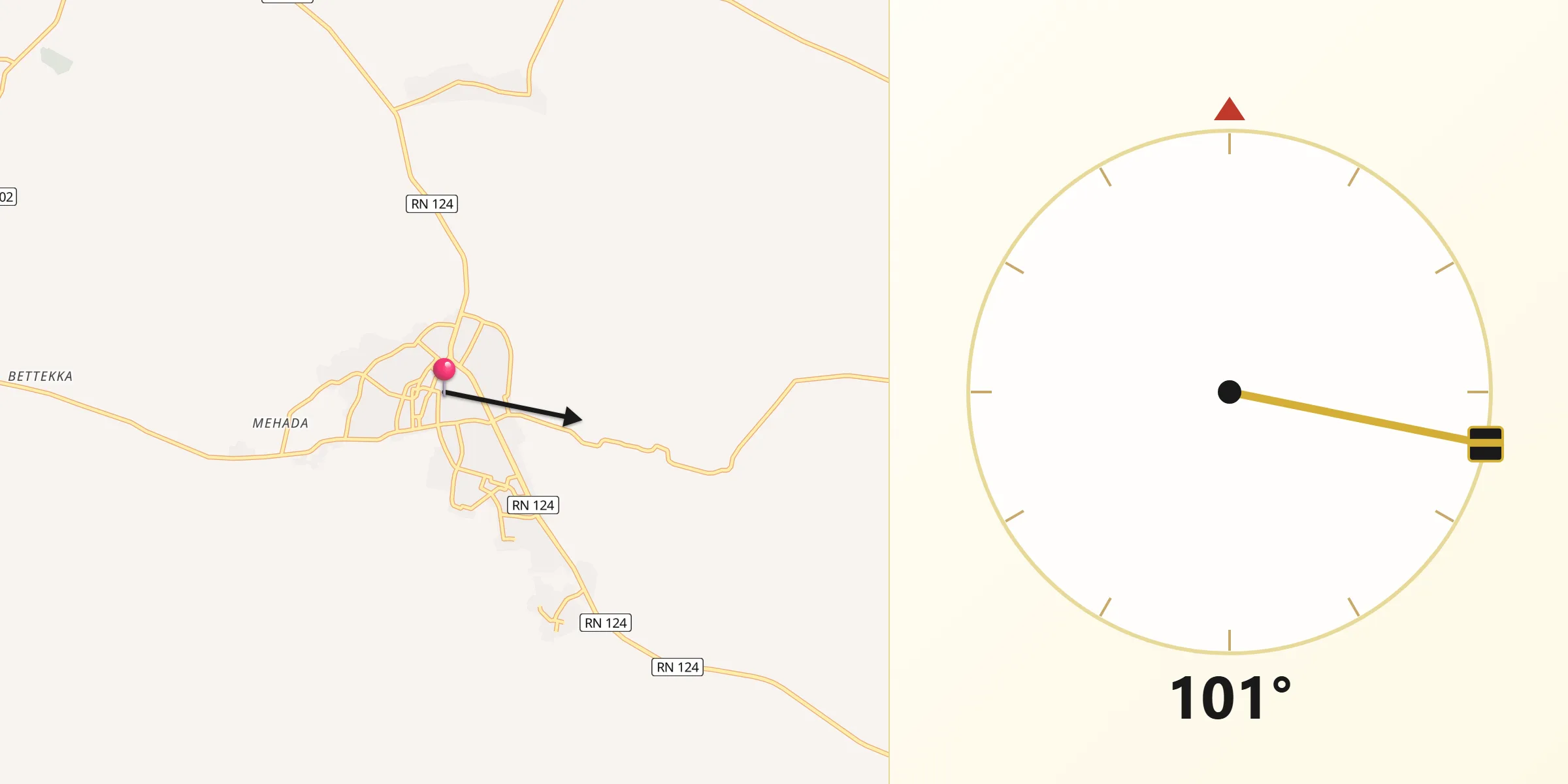 Direction vers la Qibla depuis El Hadjira