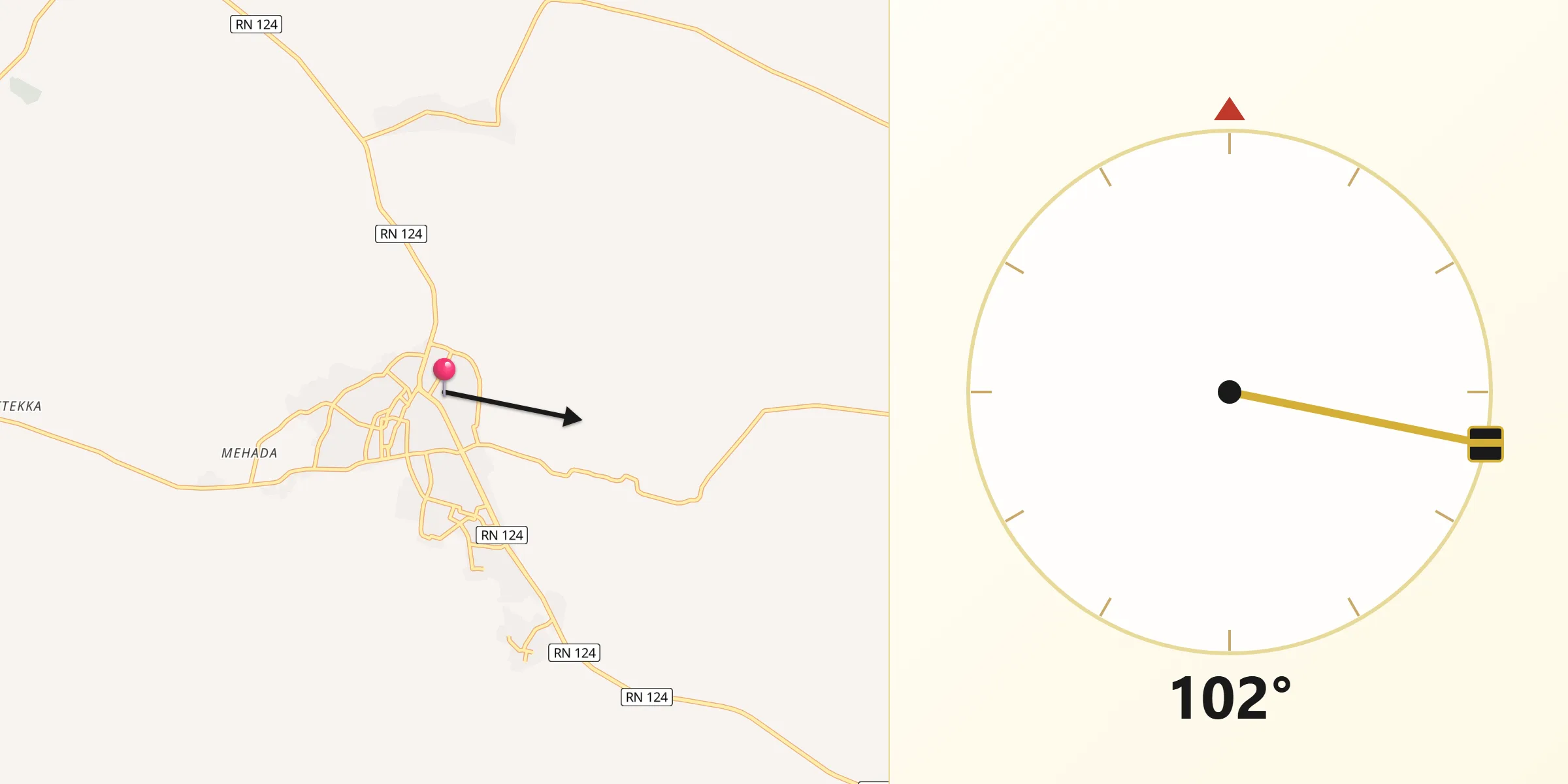 Direction vers la Qibla depuis El Hadjira